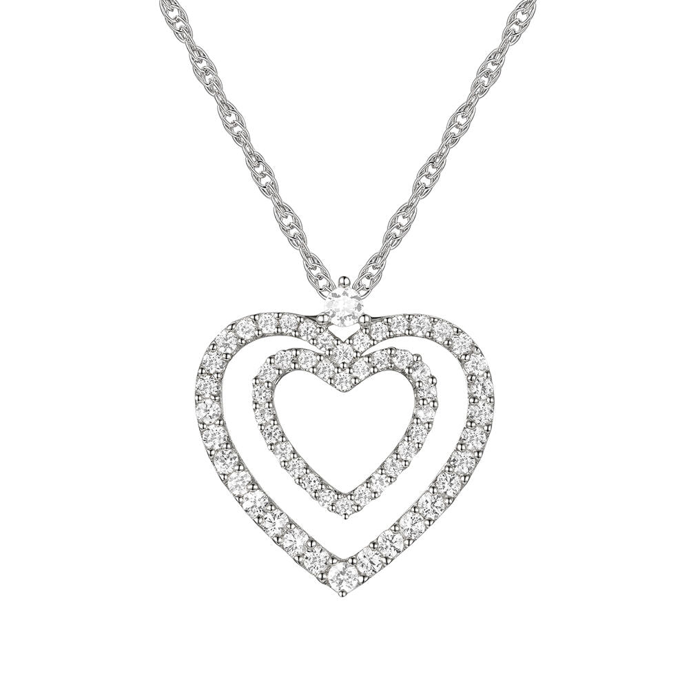 10k Double Heart Diamond good Pendant Necklace