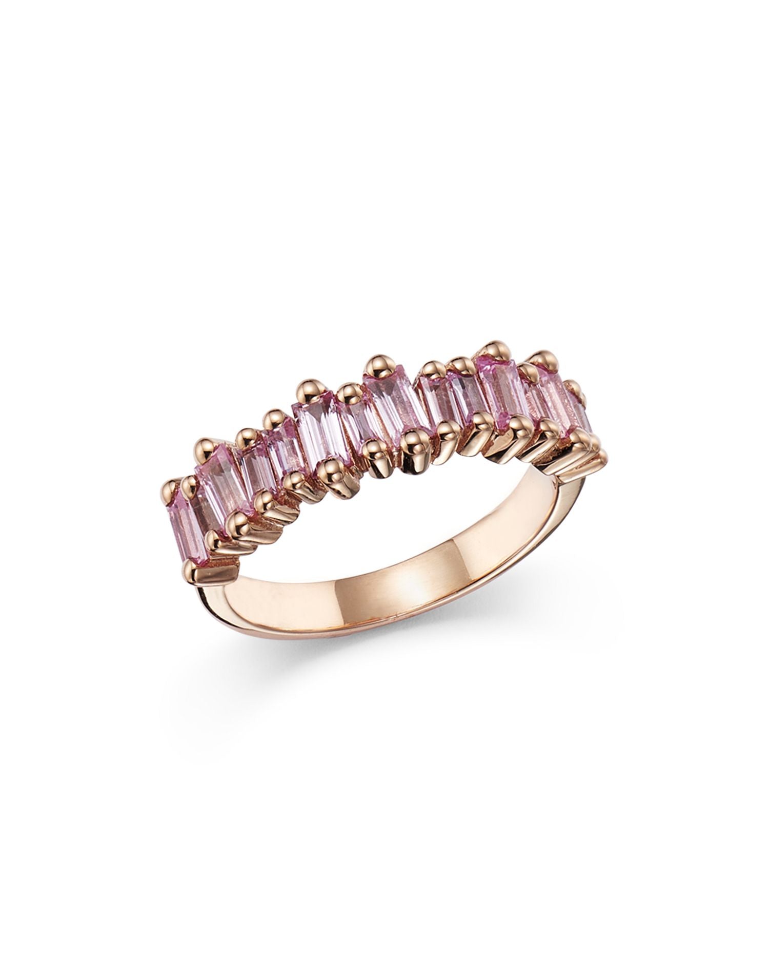 18K Rose Gold Pink Sapphire & Diamond Band