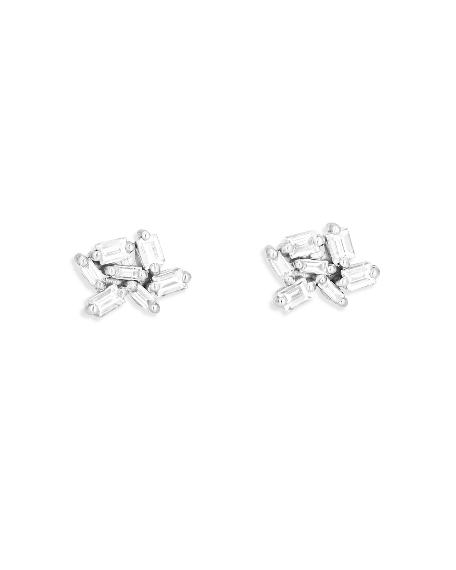 18K White Diamond Fireworks Stud Earrings