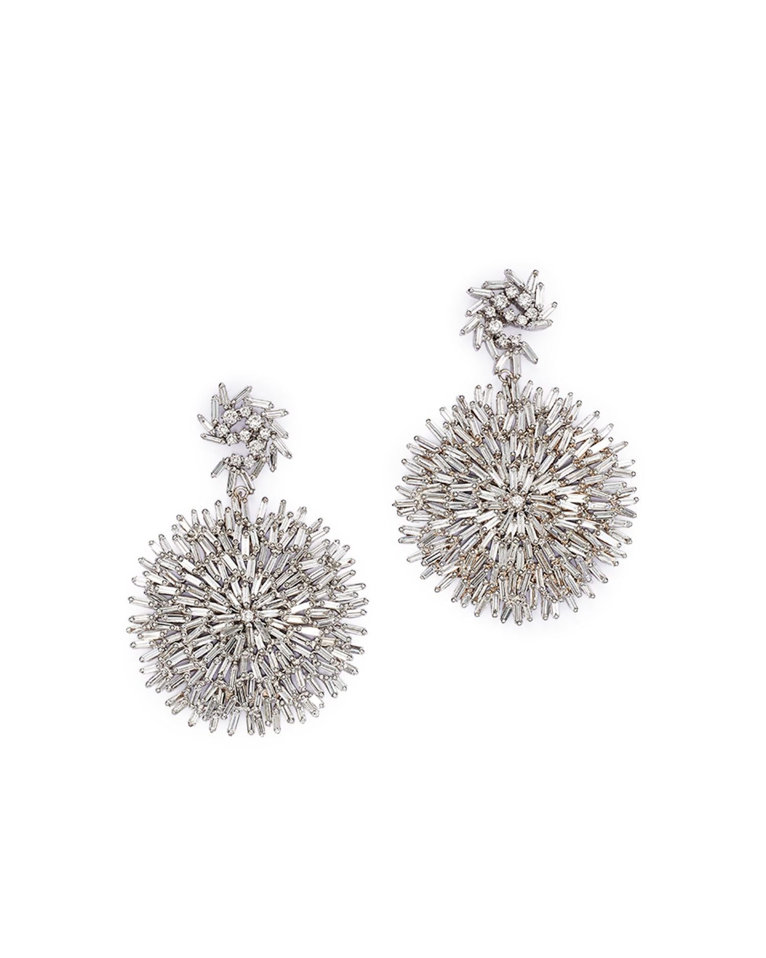 18K White Gold Fireworks Diamond Drop Earrings