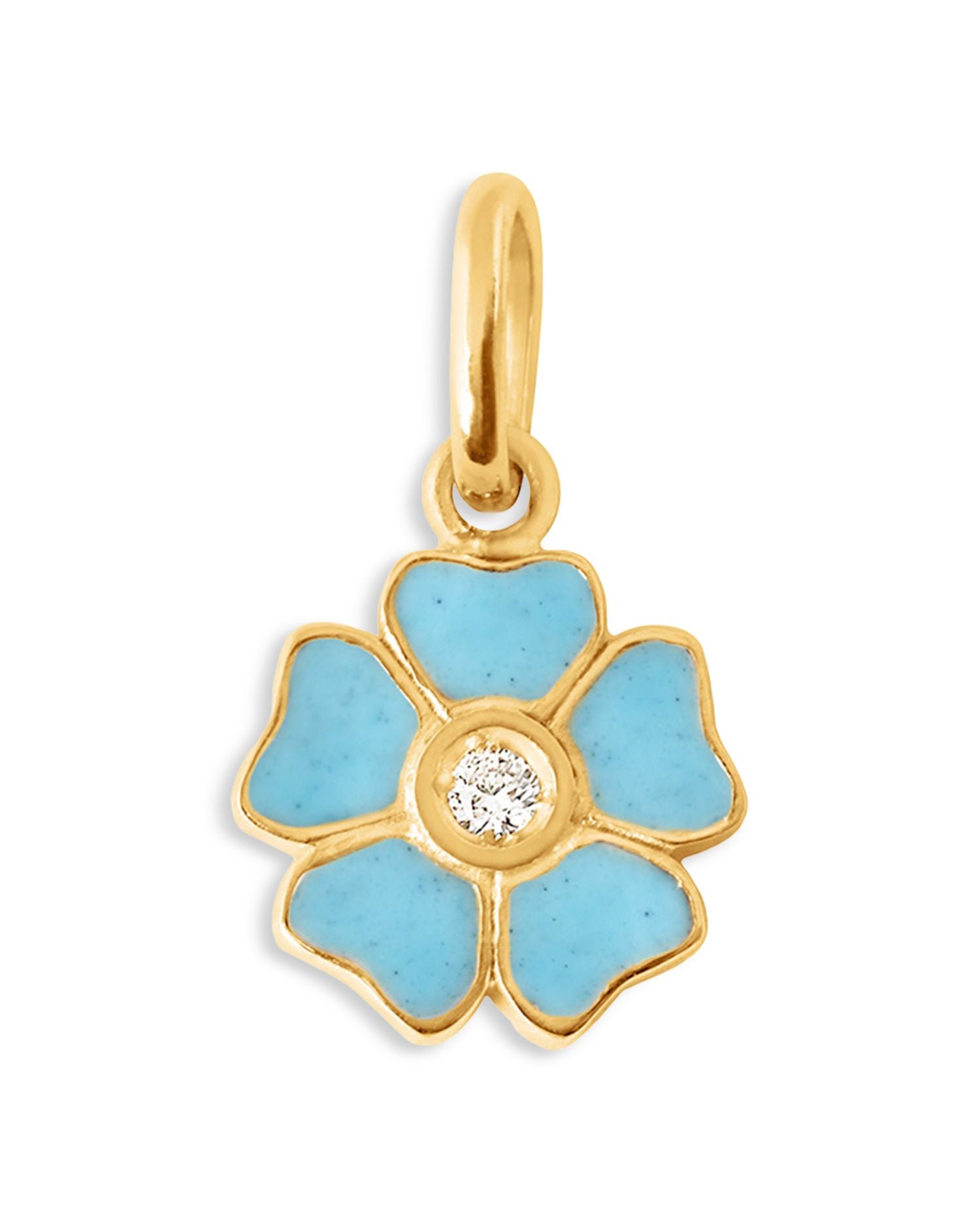 18K Yellow Gold Diamond Resin Flower Pendant