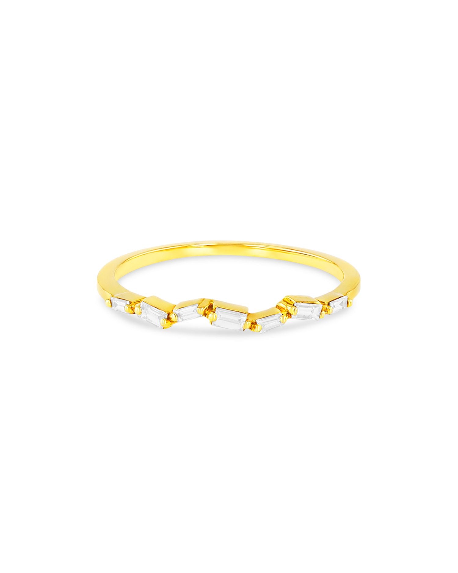 18K Yellow Gold Diamond Baguette Skinny Band