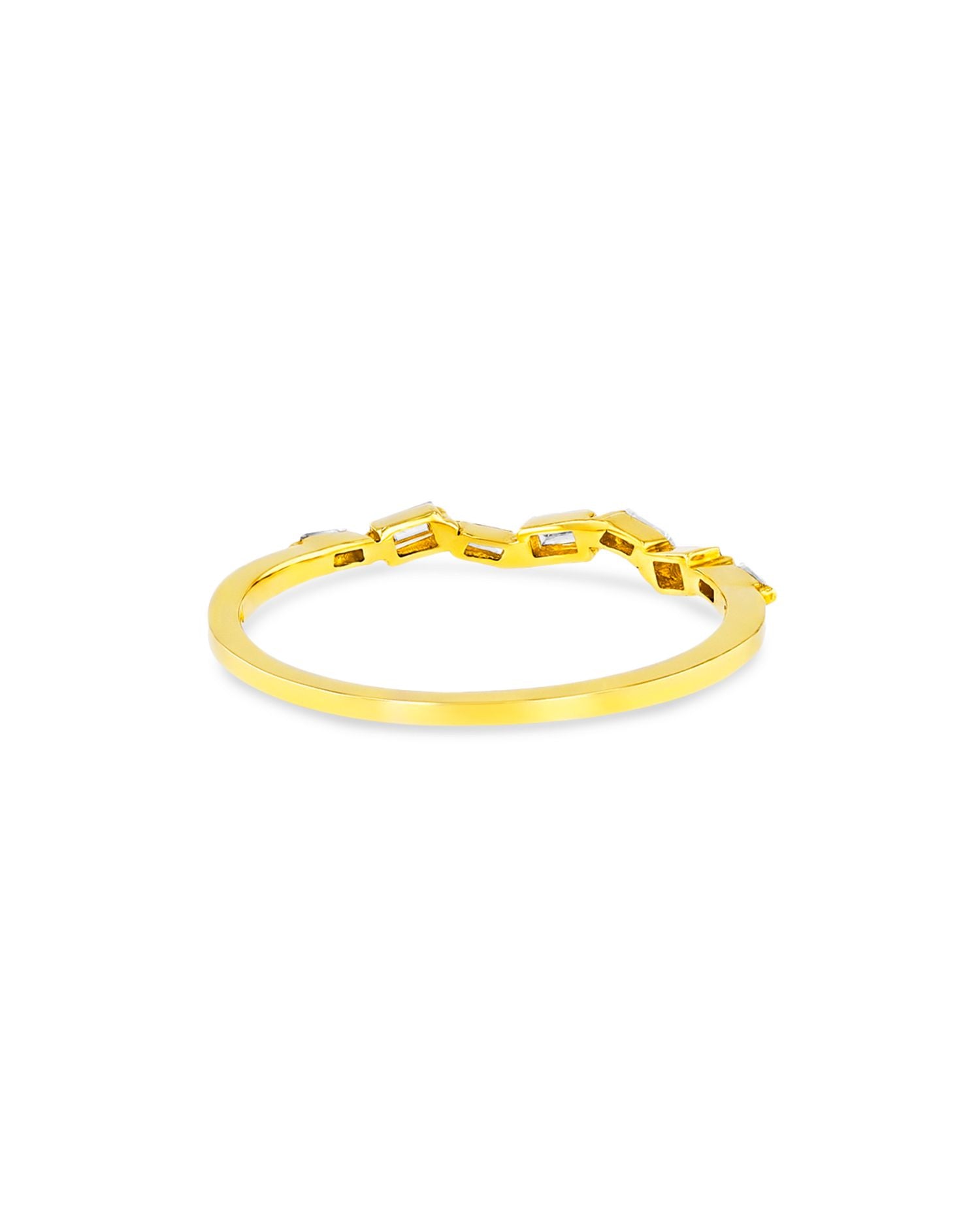 18K Yellow Gold Diamond Baguette Skinny Band