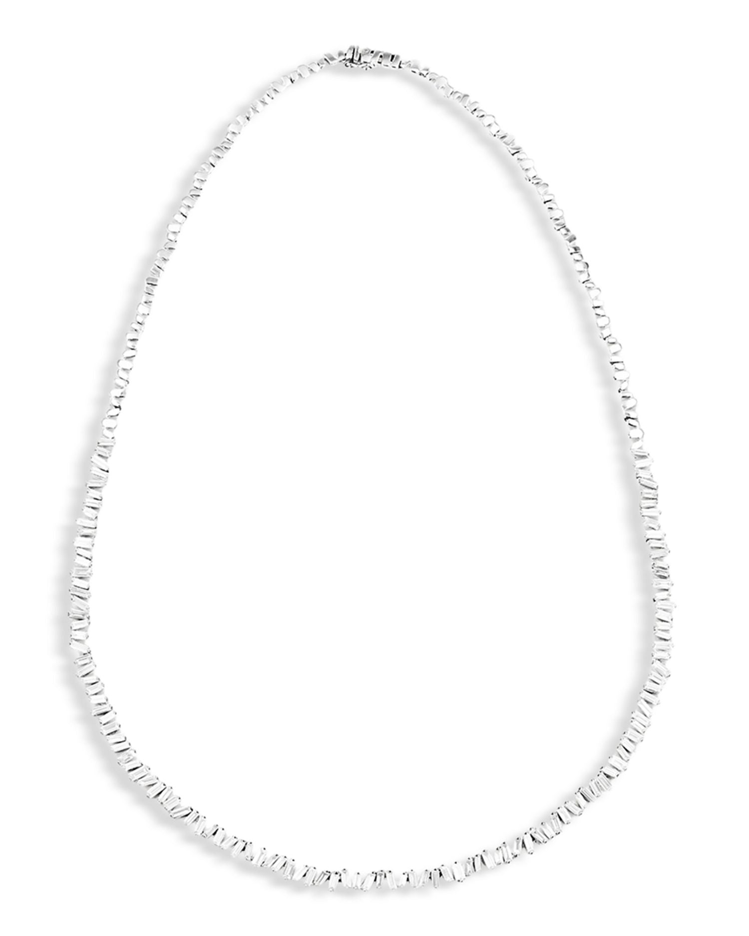 18K White Gold Diamond Baguette Scattered Tennis Necklace, 17"