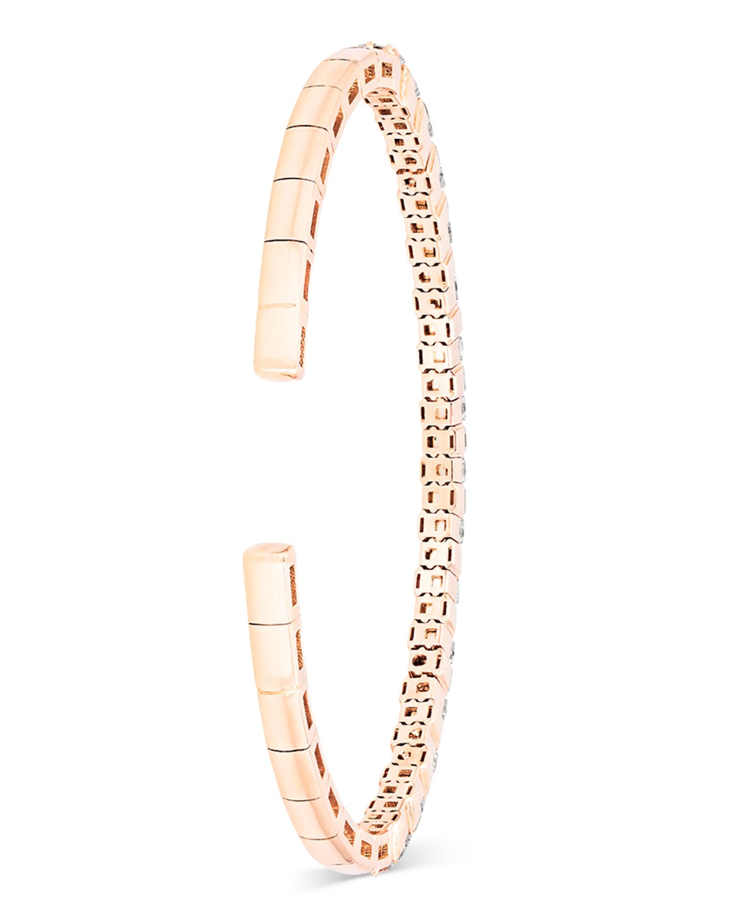 18K Rose Gold Diamond Princess Cut & Baguette Bangle Bracelet