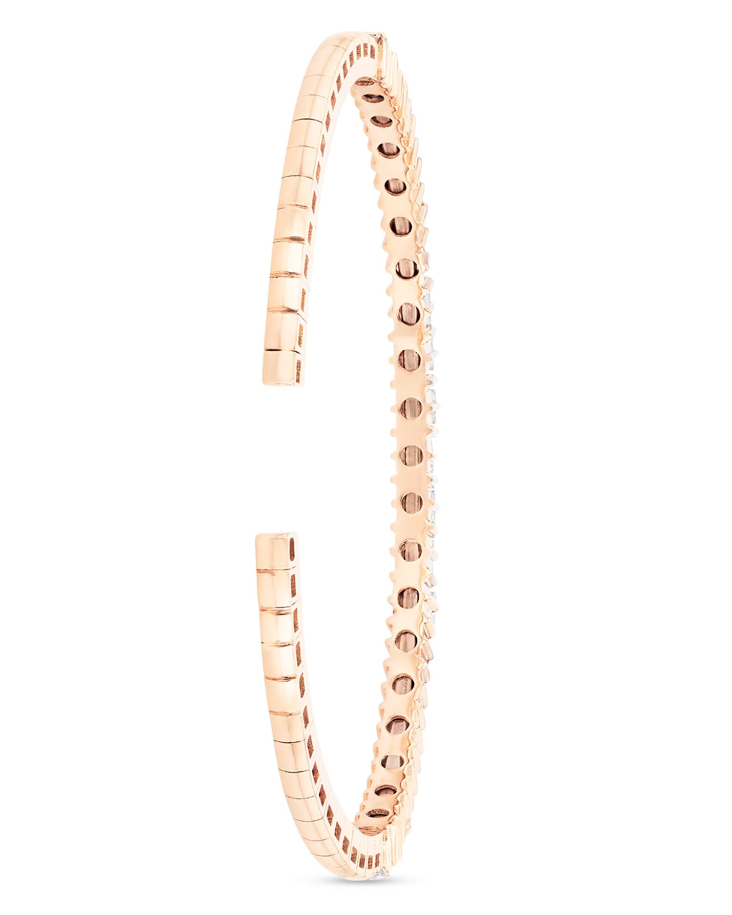 18K Rose Gold Diamond Princess Cut & Baguette Bangle Bracelet