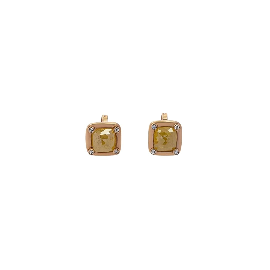 rose-cut-square-yellow-diamond-stud-earrings