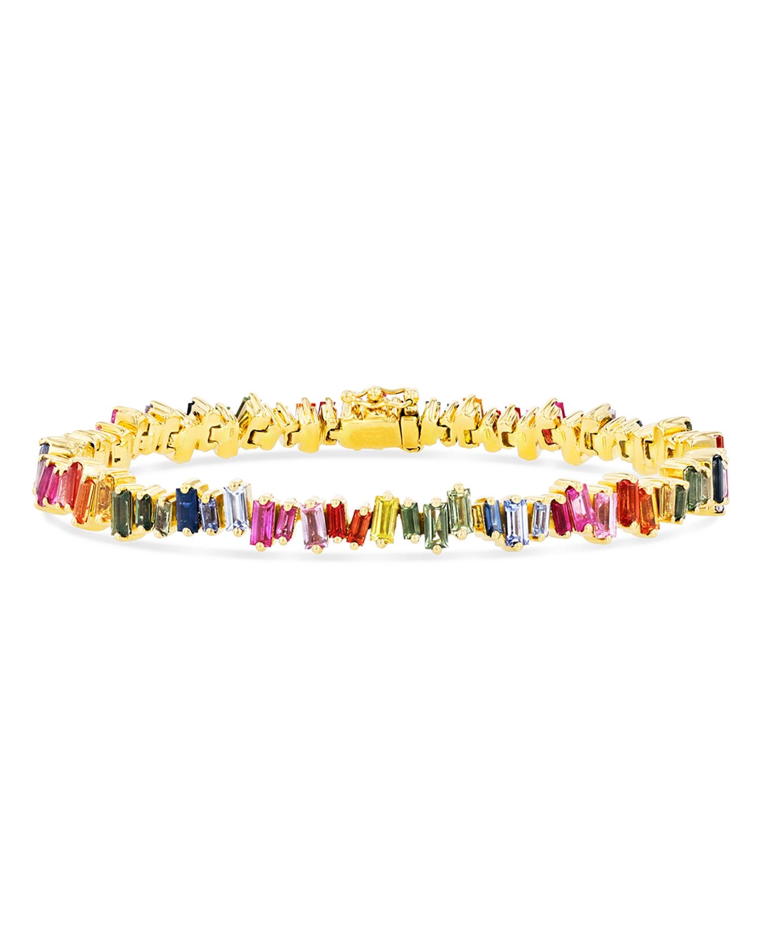 18K Rose Gold Fireworks Rainbow Sapphire Bracelet