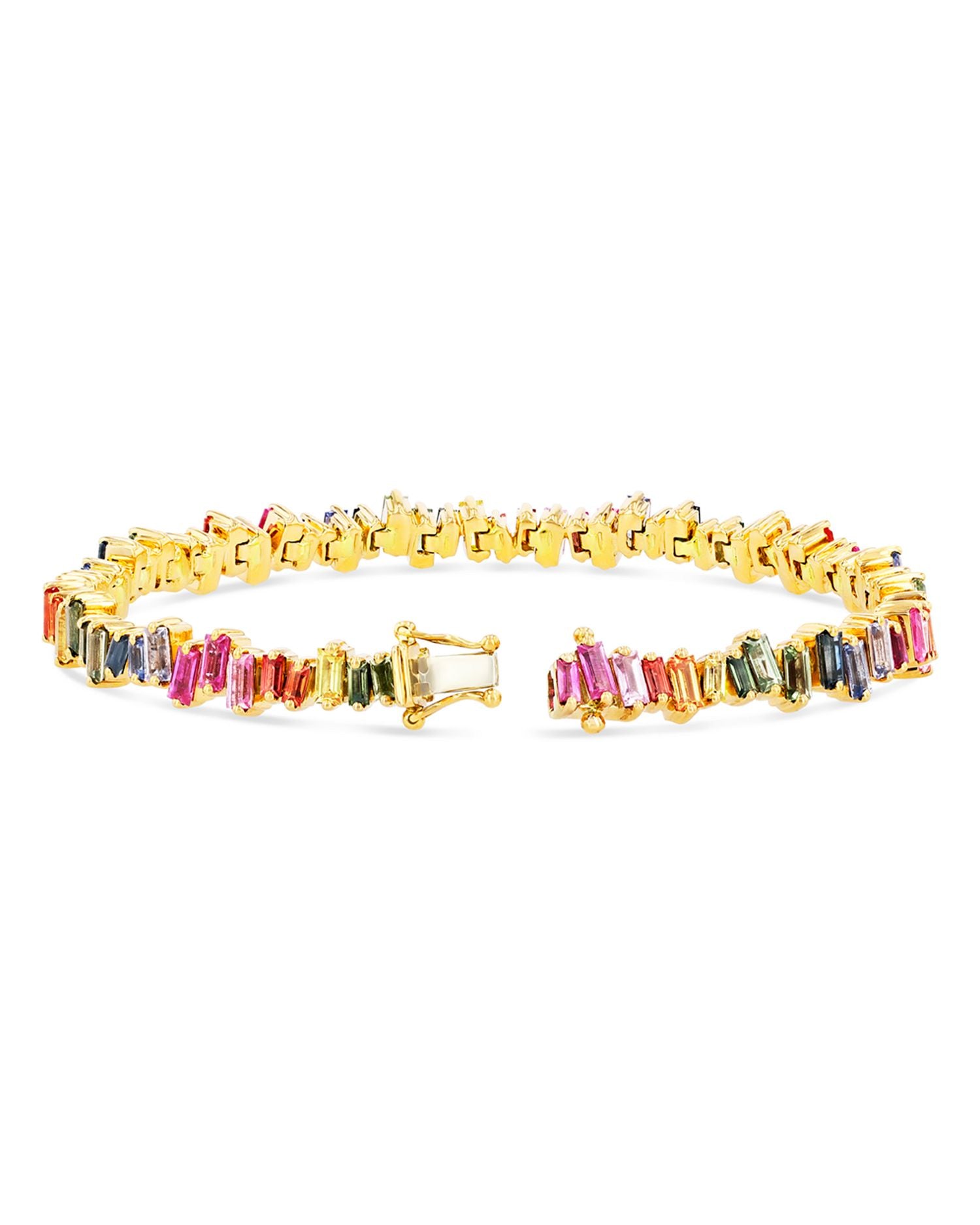 18K Rose Gold Fireworks Rainbow Sapphire Bracelet