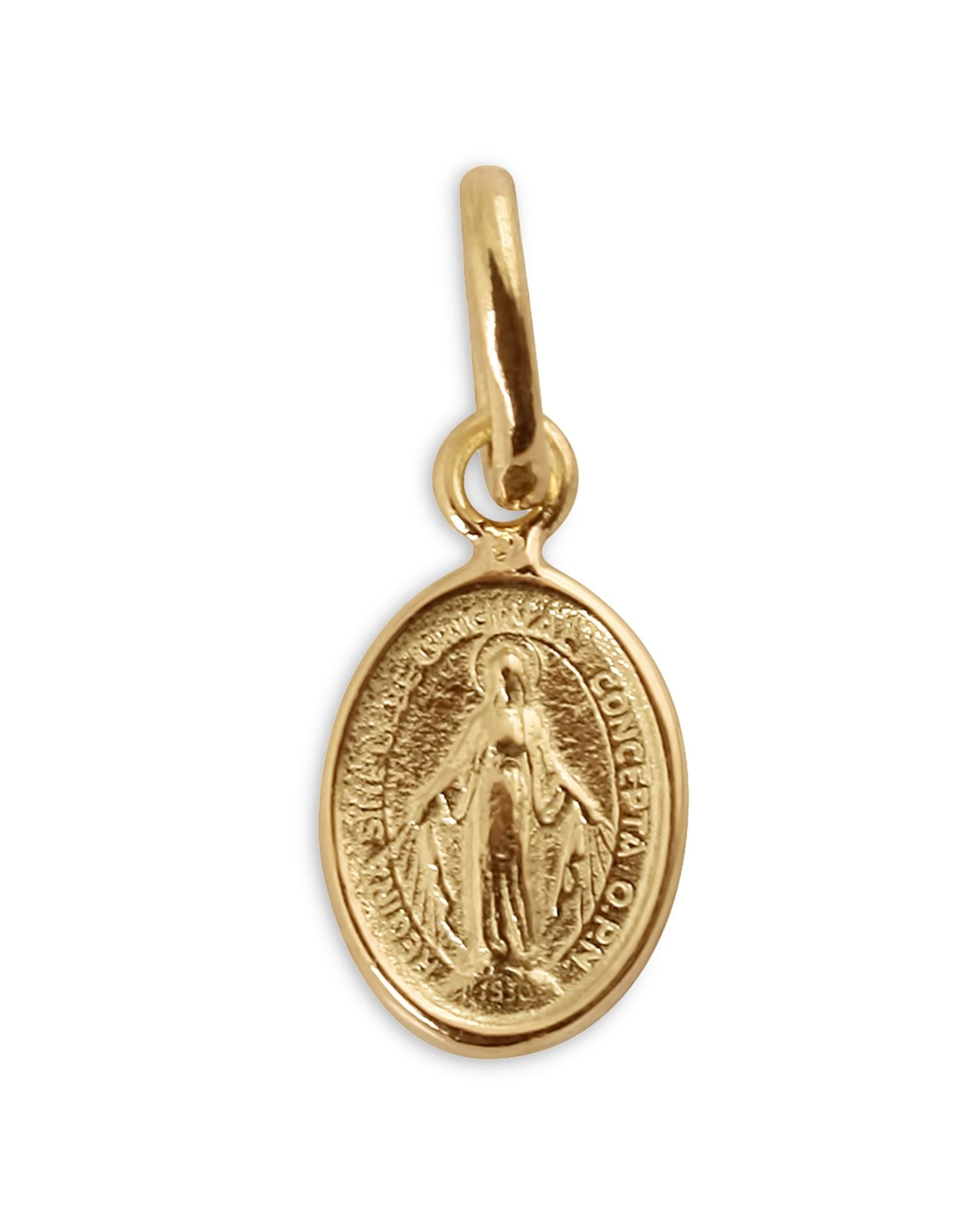 18K Yellow Gold Madone Oval Madonna Medallion Pendant