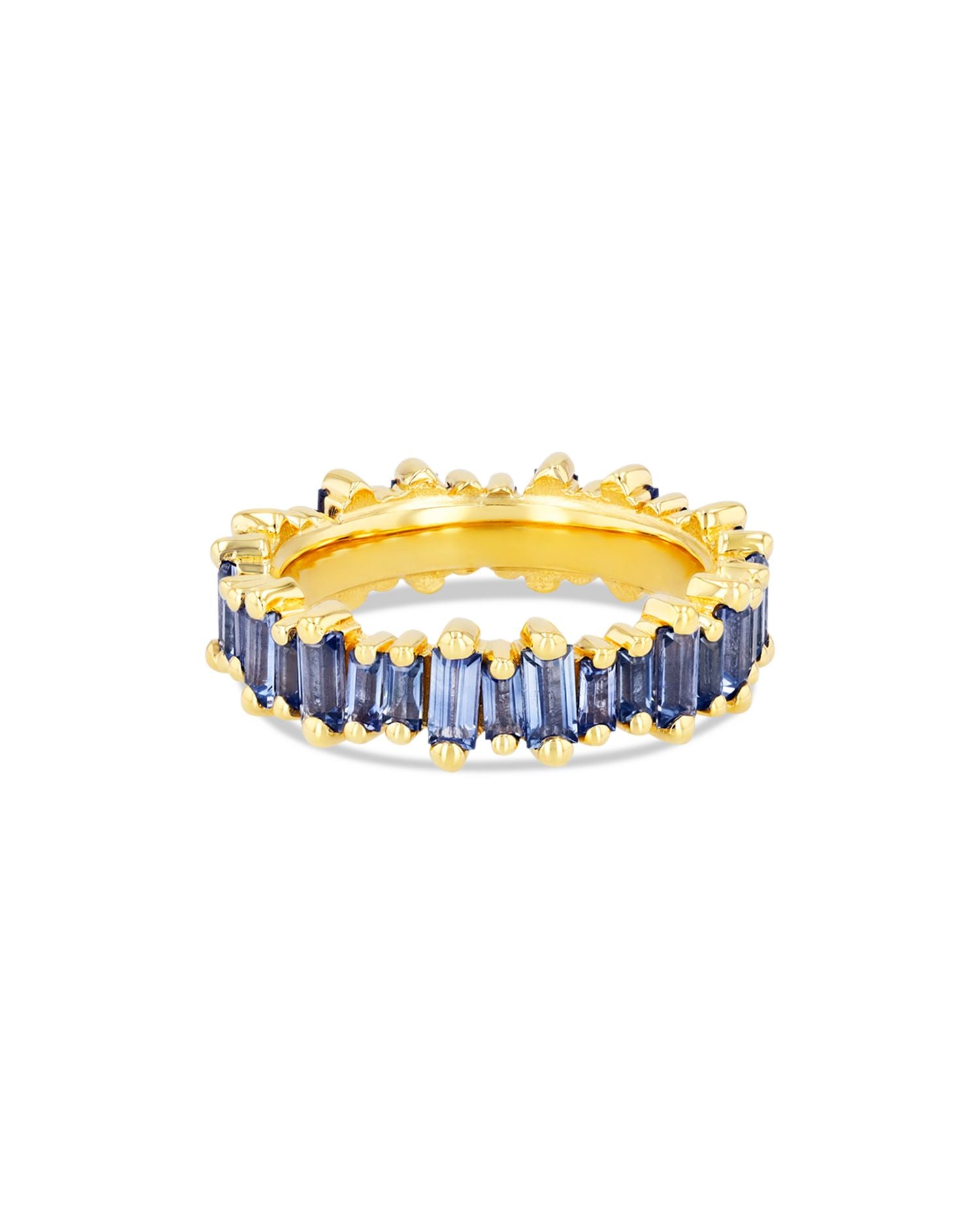 18K Yellow Gold Fireworks Blue Sapphire Baguette Asymmetrical Band