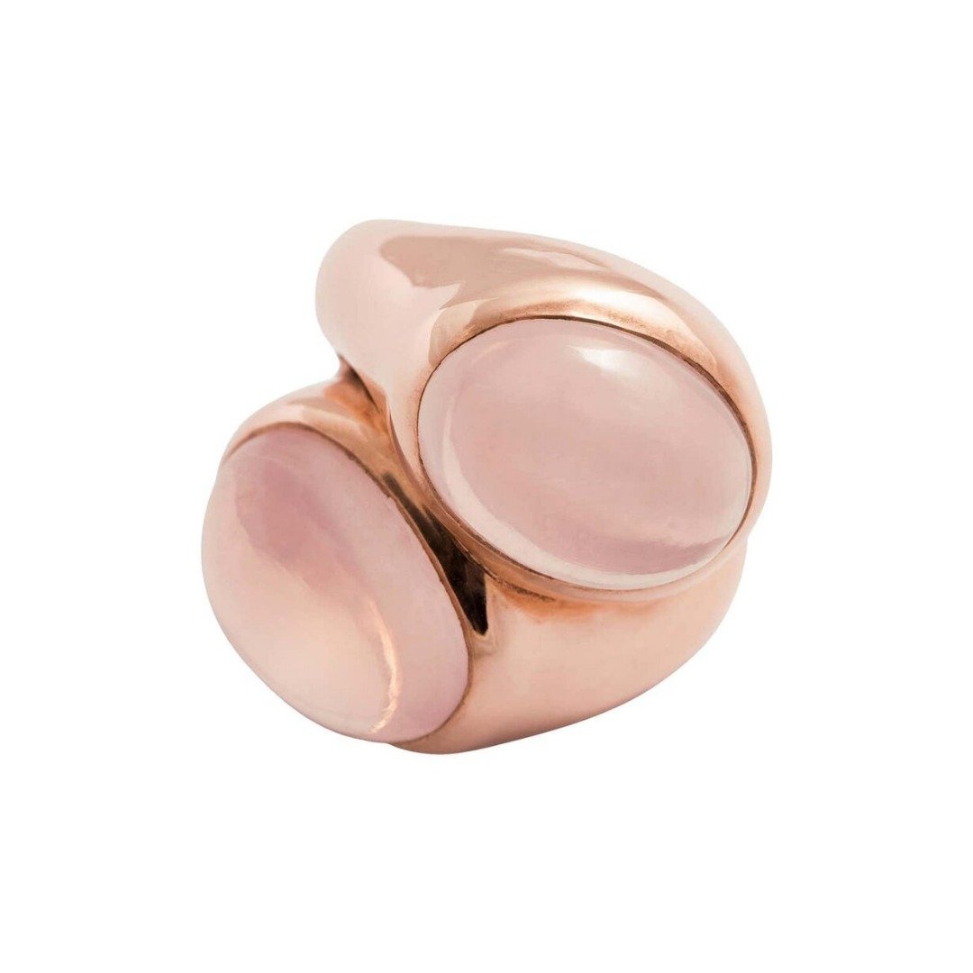 Double Hug Rose Quartz Cabochon Ring