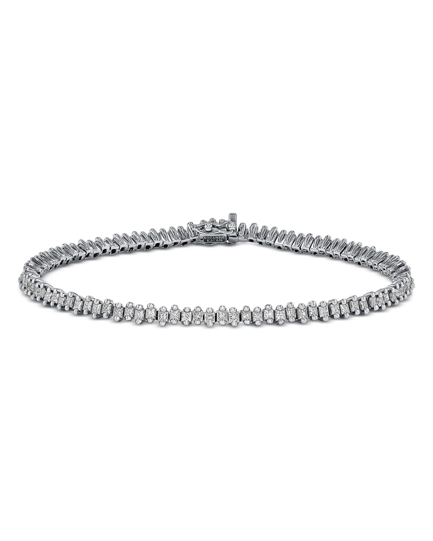 18K White Gold Princess Diamond Tennis Bracelet