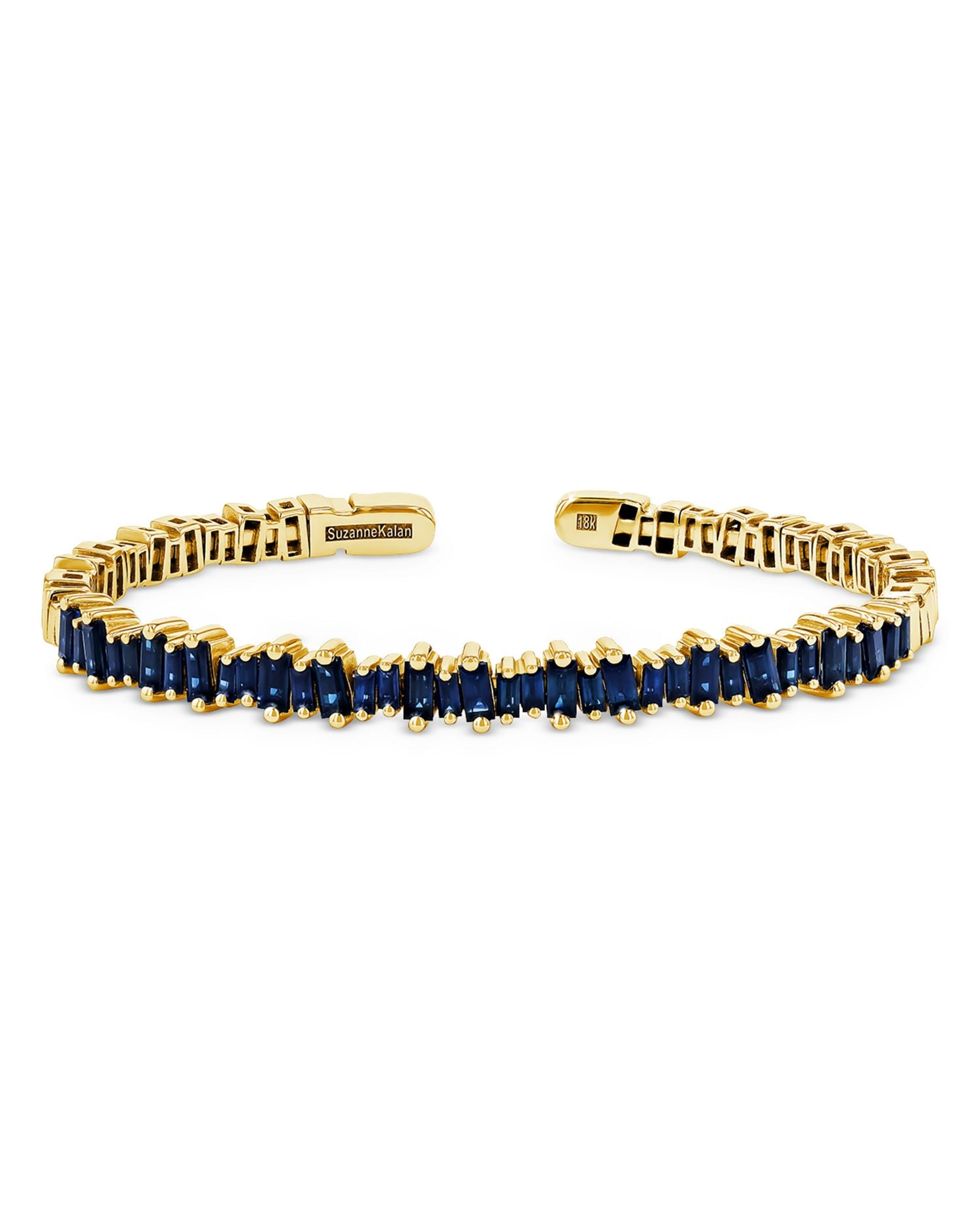 18K Yellow Gold Fireworks Blue Sapphire Cuff Bracelet