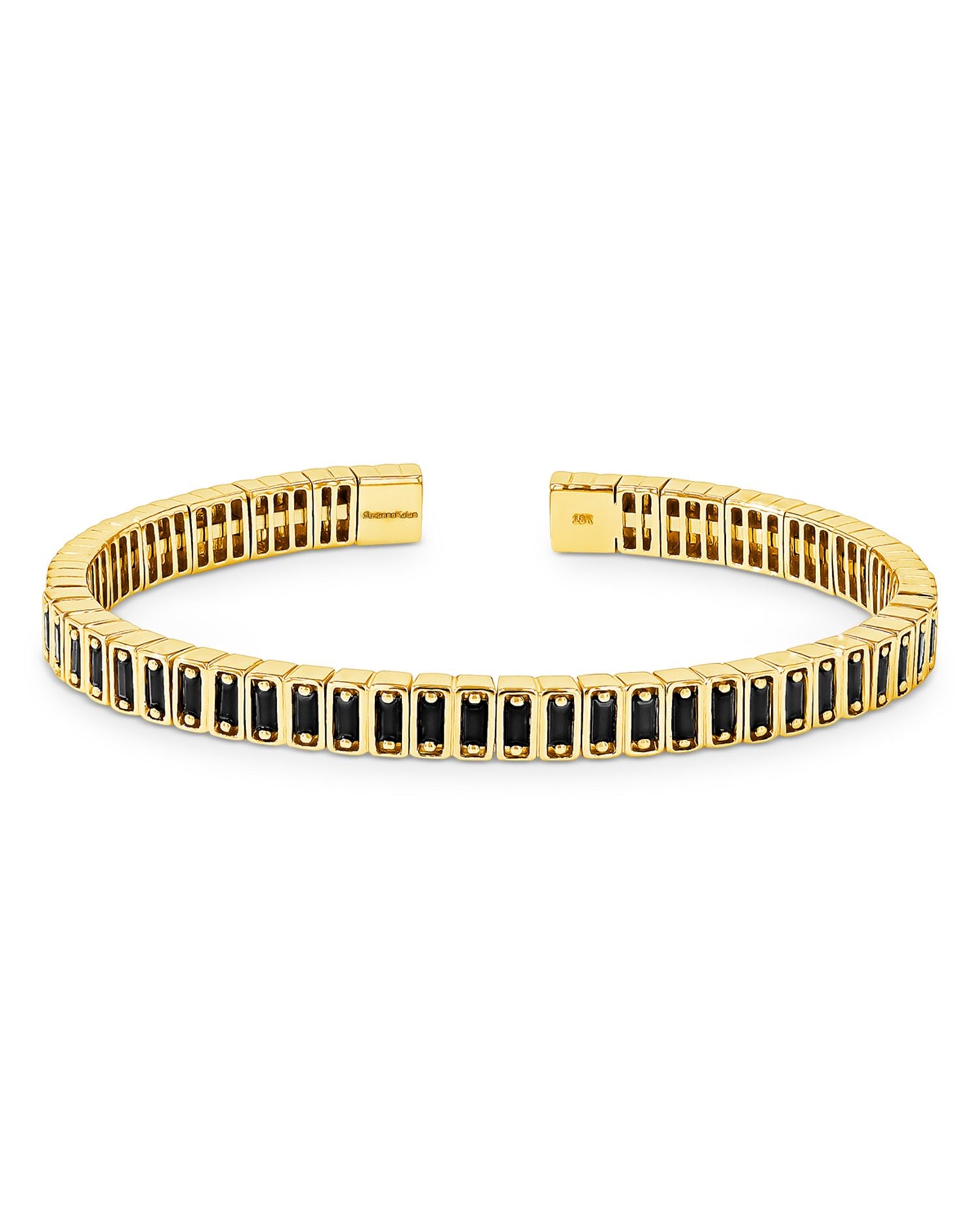 18K Yellow Gold Inlay Black Sapphire Cuff Bracelet