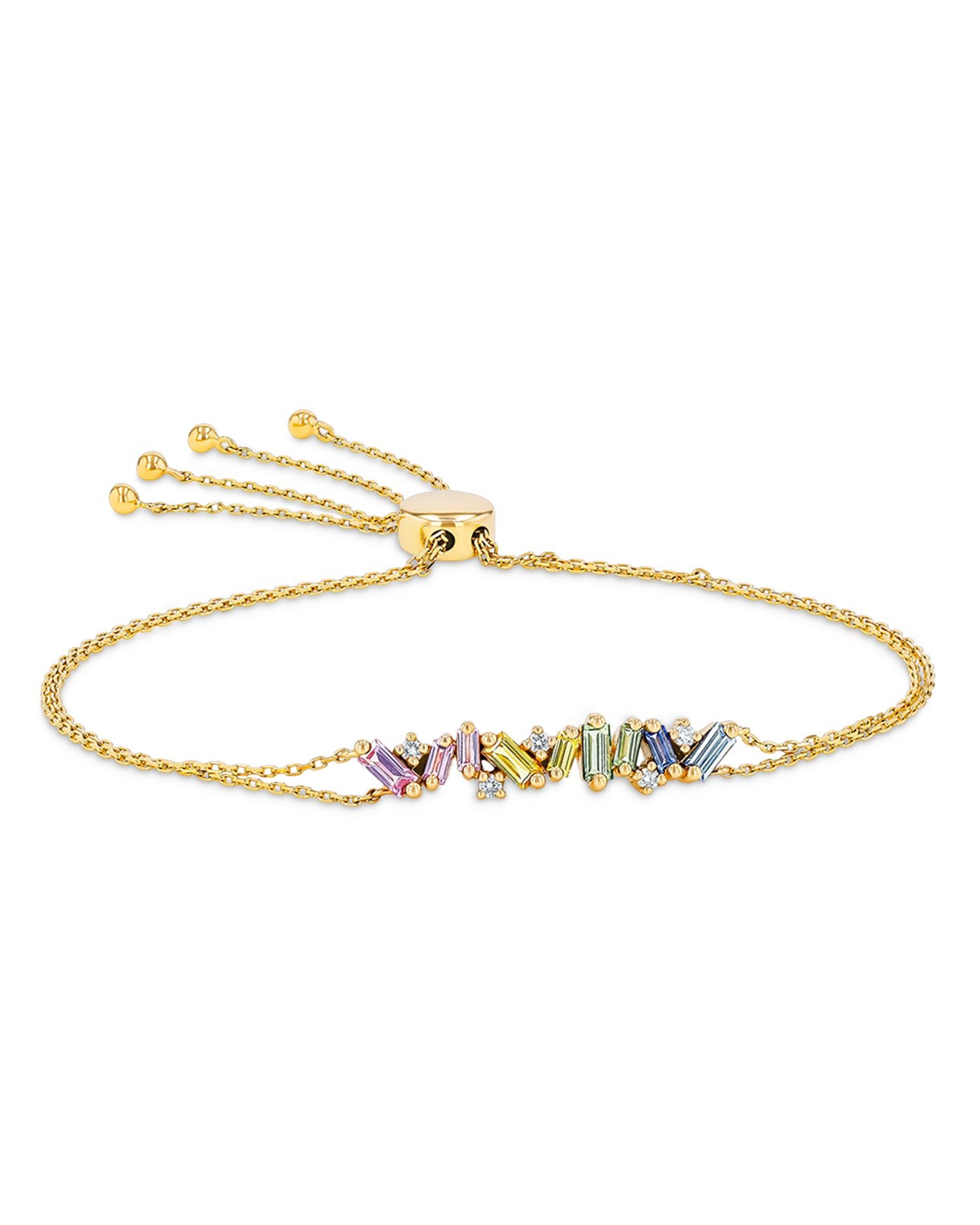 18K Yellow Gold Frenzy Patel Rainbow Sapphire & Diamond Bolo Bracelet