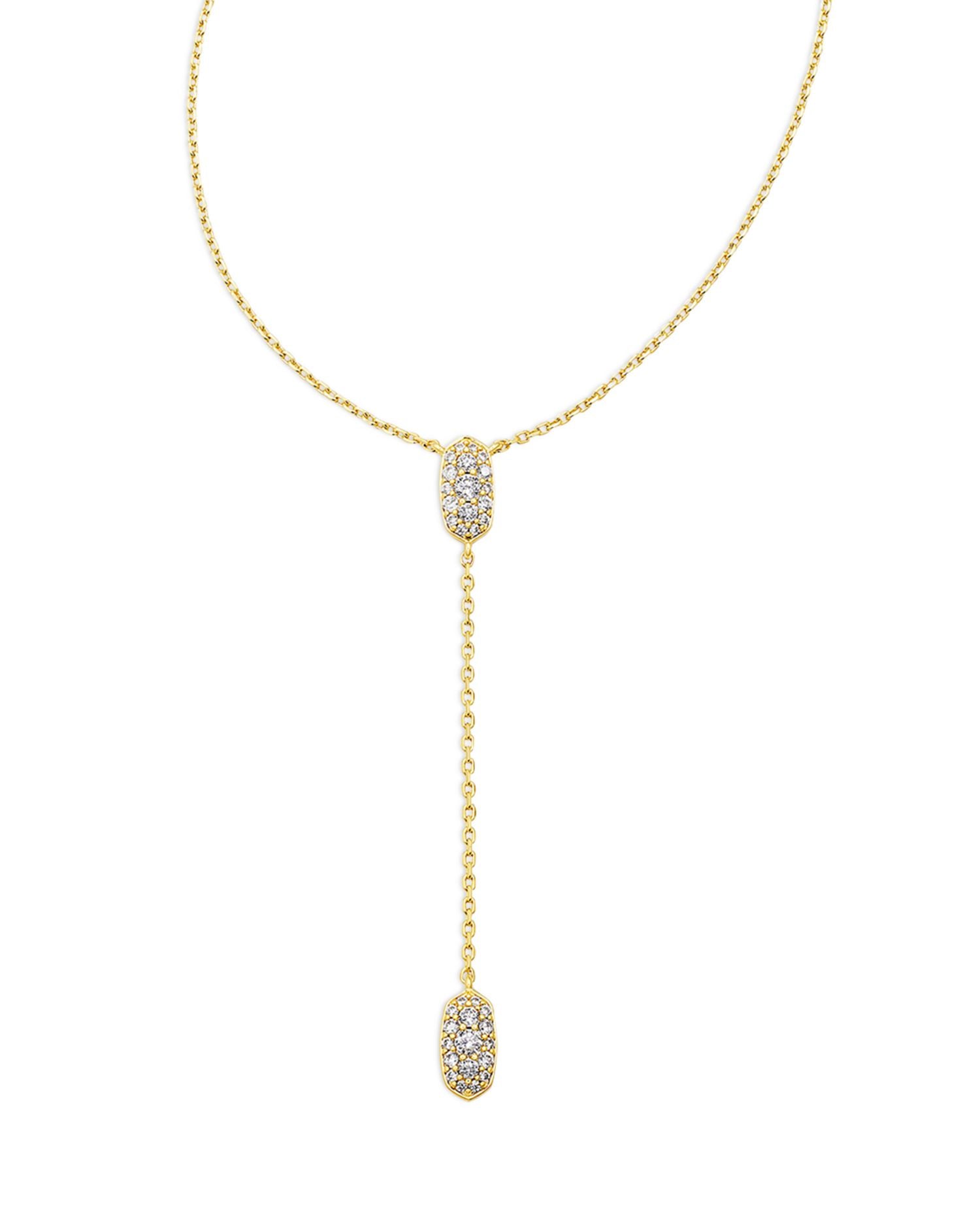 Grayson Oval Pavé Lariat Necklace, 19"