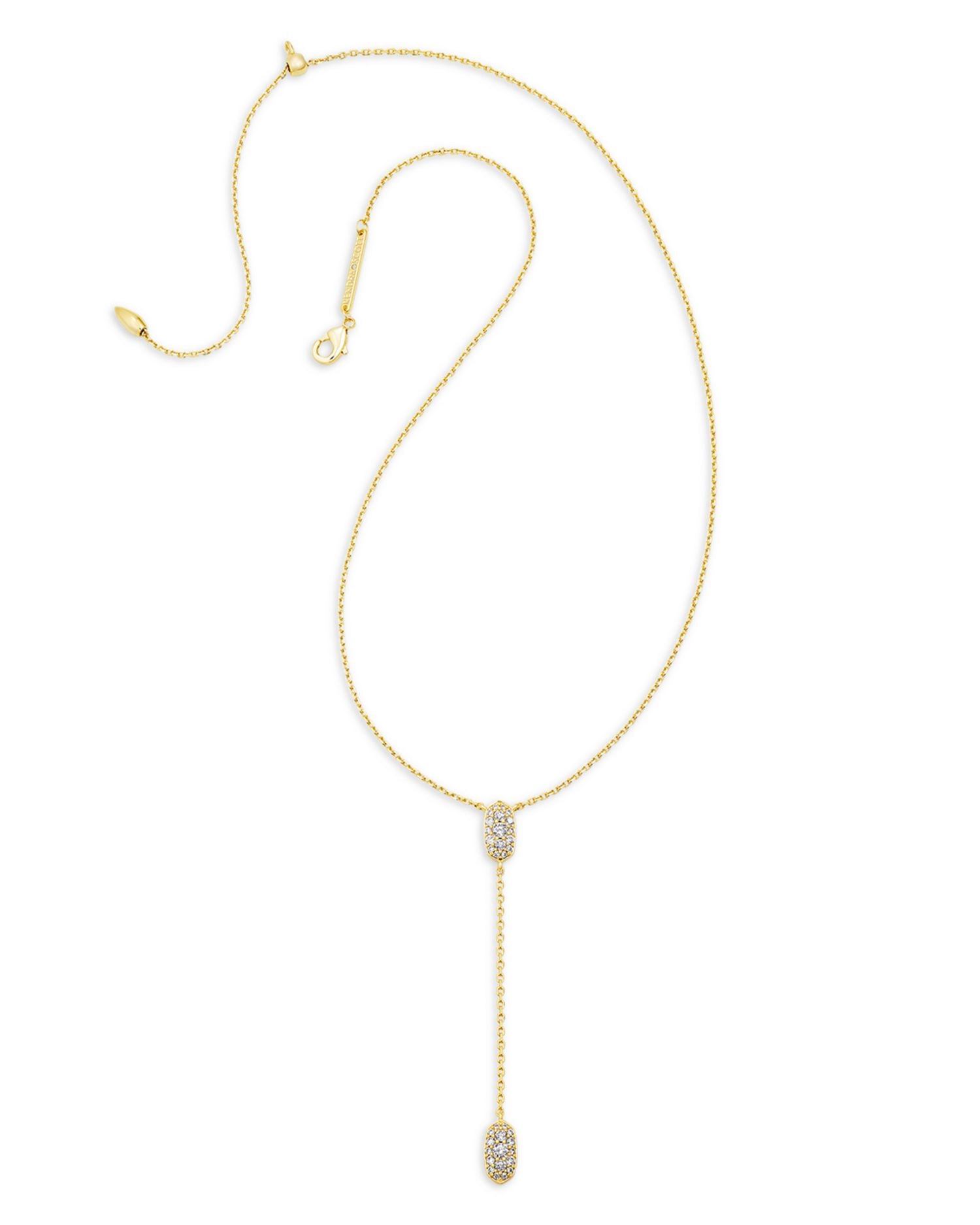 Grayson Oval Pavé Lariat Necklace, 19"