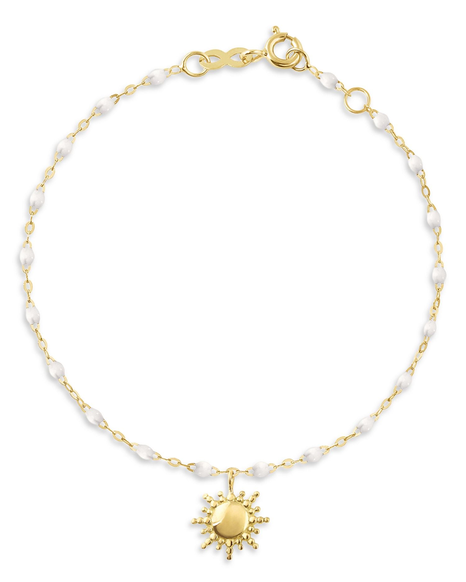 18K Yellow Gold Bead Sun Pendant Bracelet