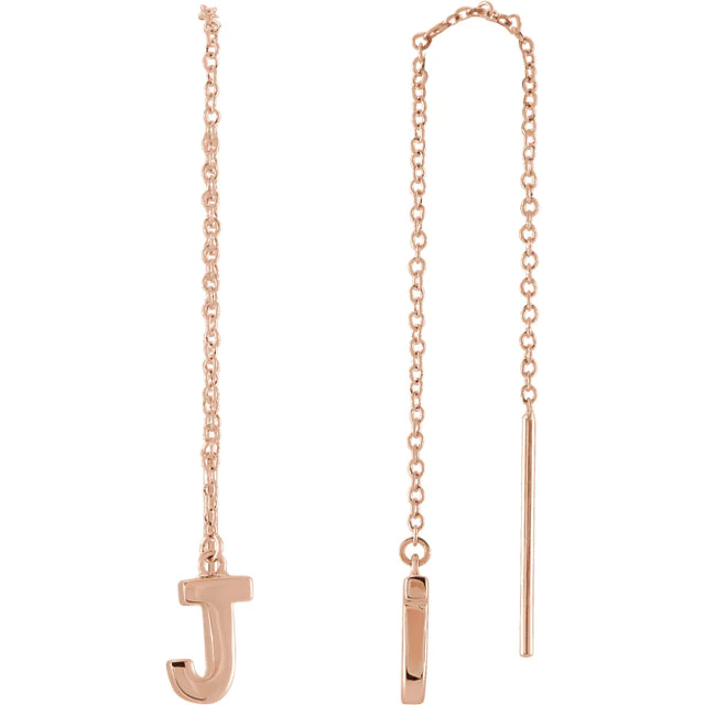 14k Gold Initial Chain Earring -  - Aureus Boutique