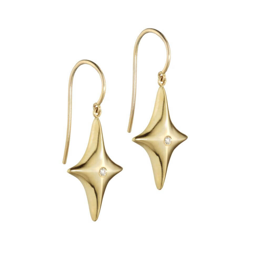 14k Gold Star Diamond Earrings -  - Aureus Boutique