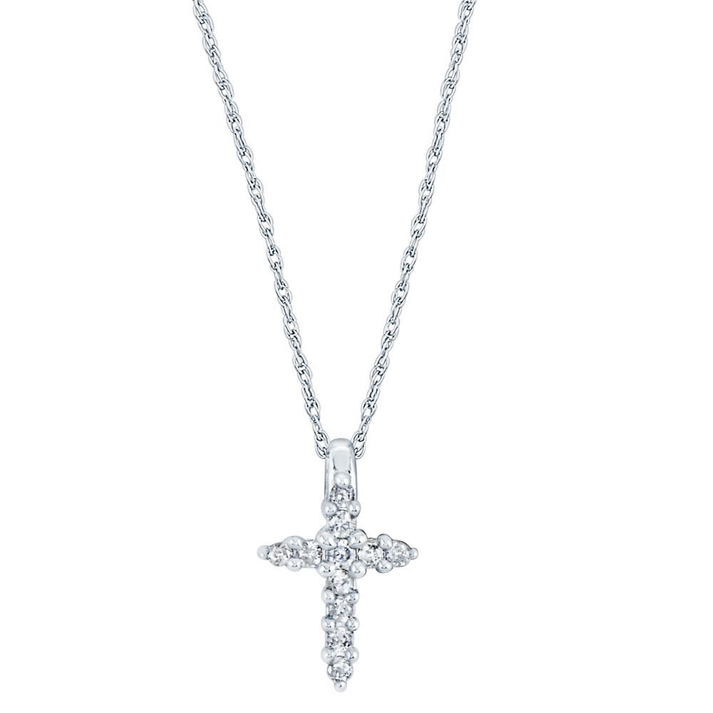 1/10 ct. tw. Diamond Cross Pendant in 10K White Gold