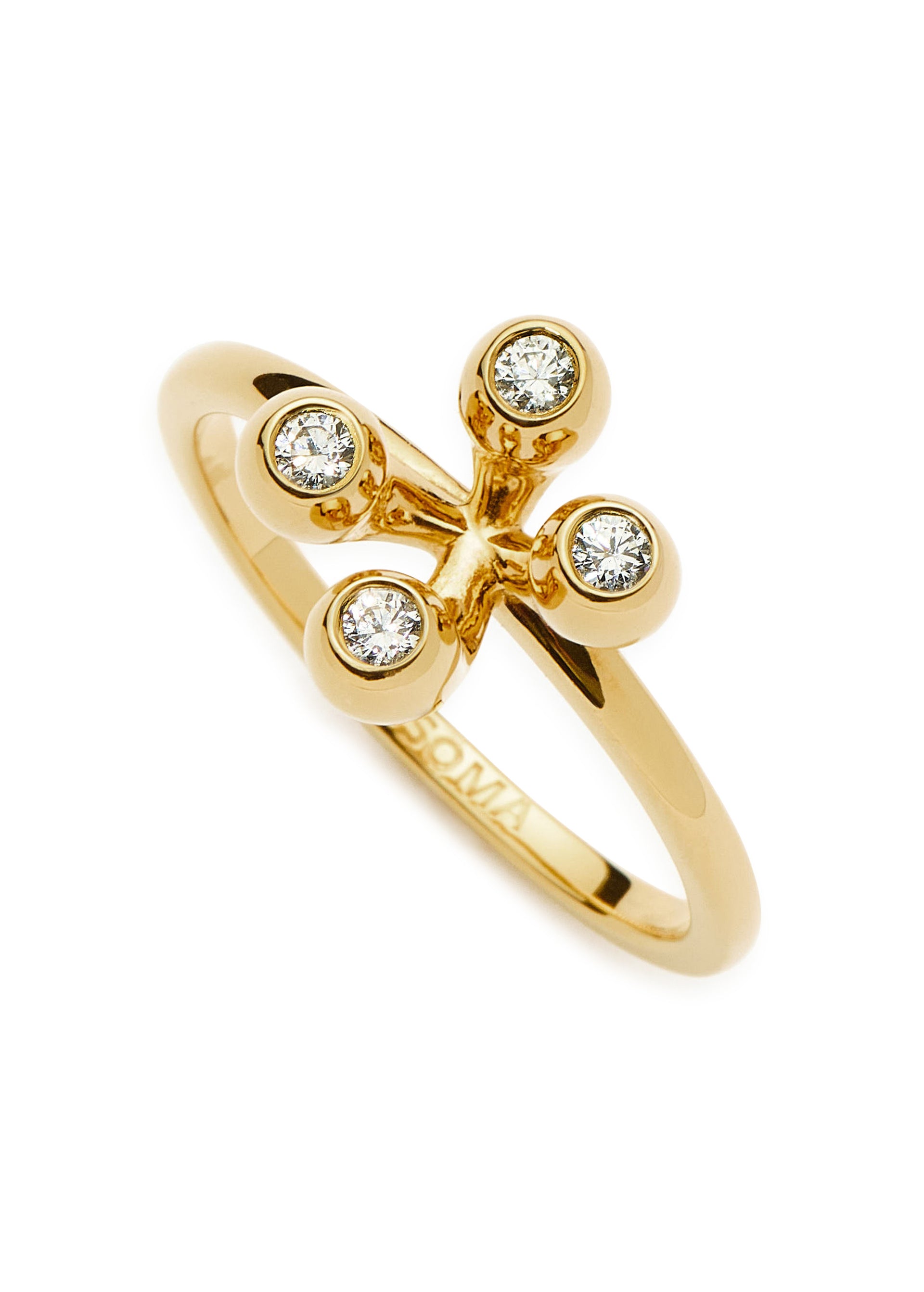 X The Flag Twins Atom 18kt gold vermeil ring