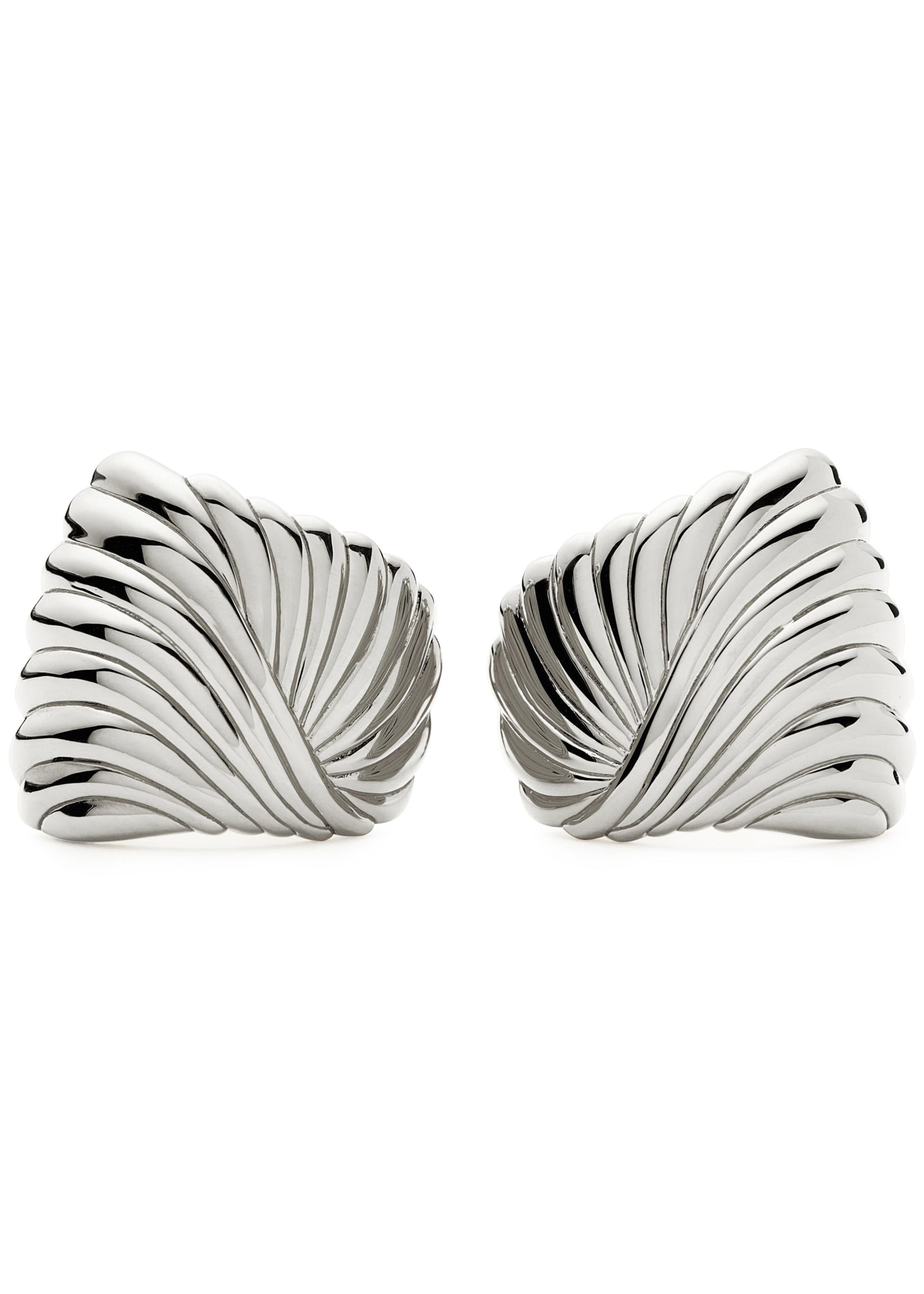 Ripple rhodium-plated stud earrings