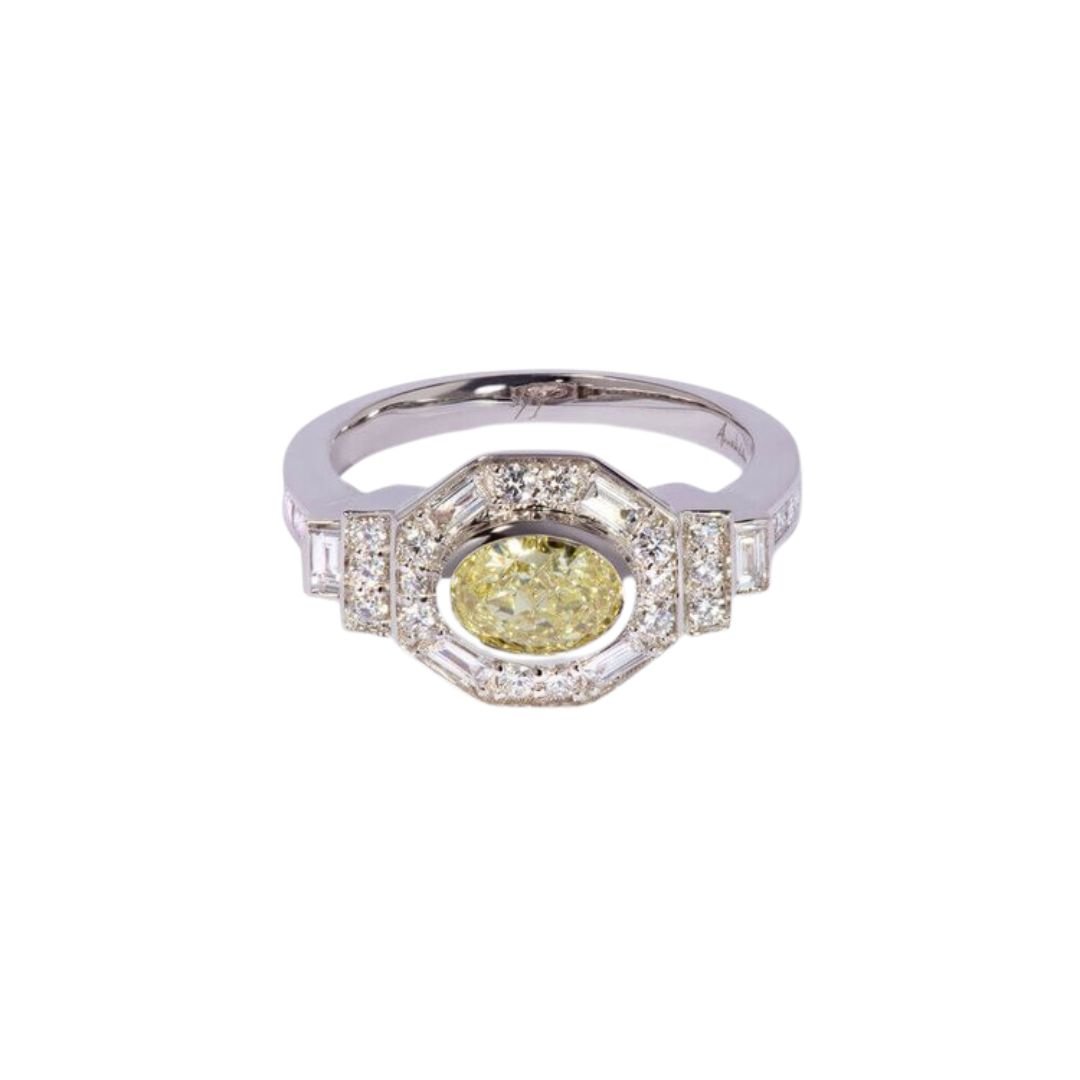 18ct White Gold Yellow Diamond Ring -  - Aureus Boutique