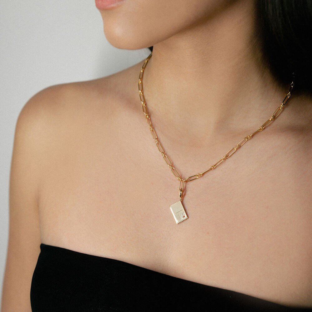 18ct Yellow Gold Postcard Necklace -  - Aureus Boutique