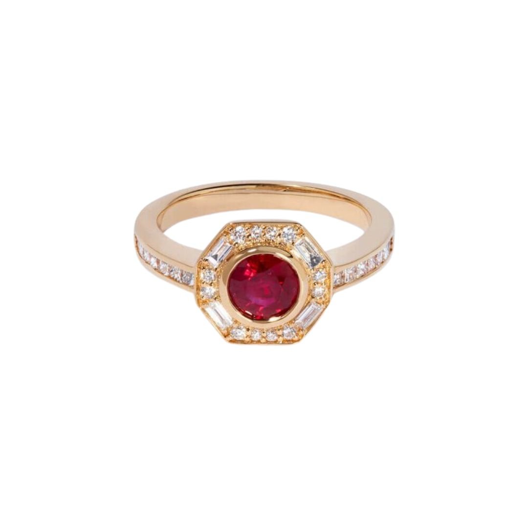 18ct Yellow Gold Ruby Diamond Ring -  - Aureus Boutique