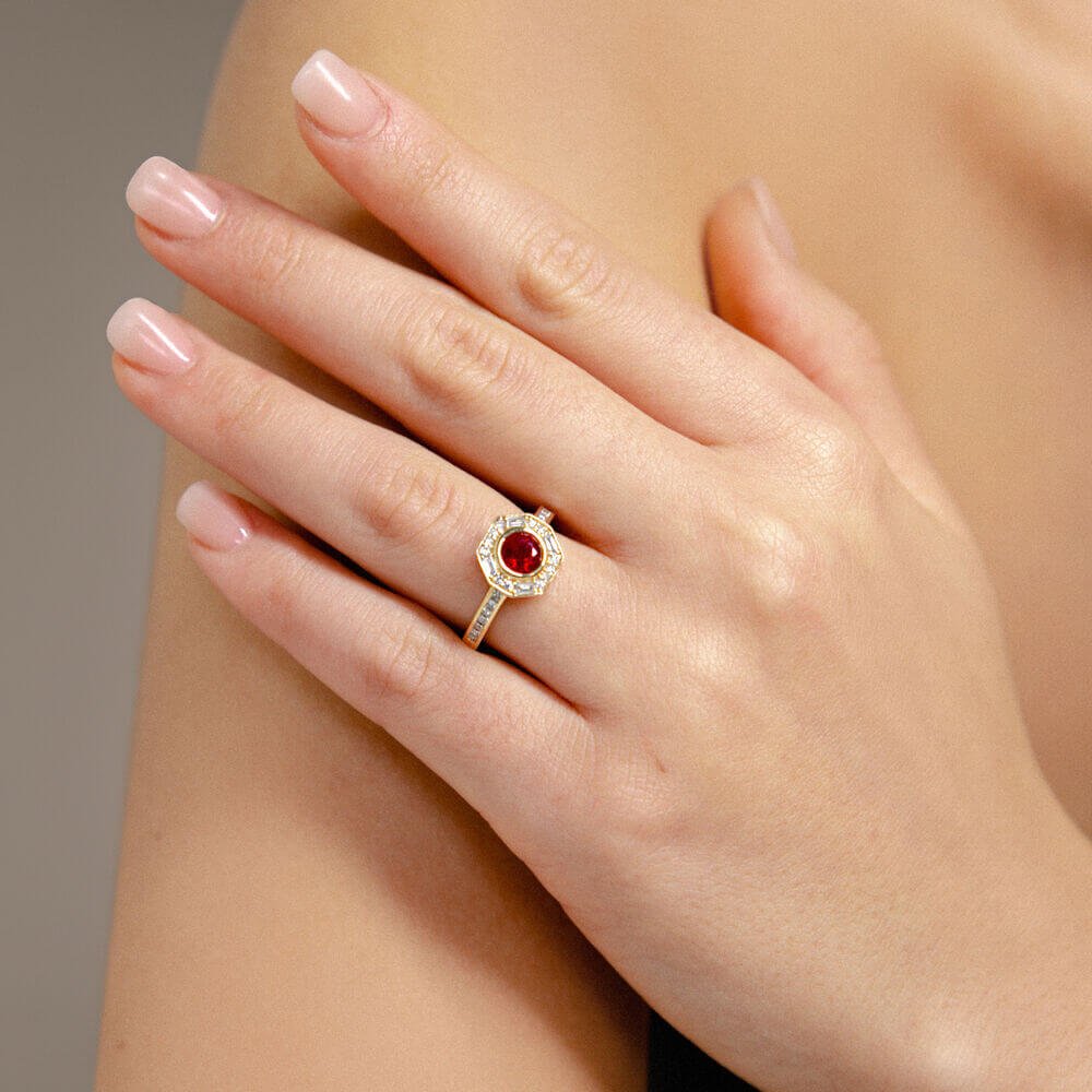 18ct Yellow Gold Ruby Diamond Ring -  - Aureus Boutique