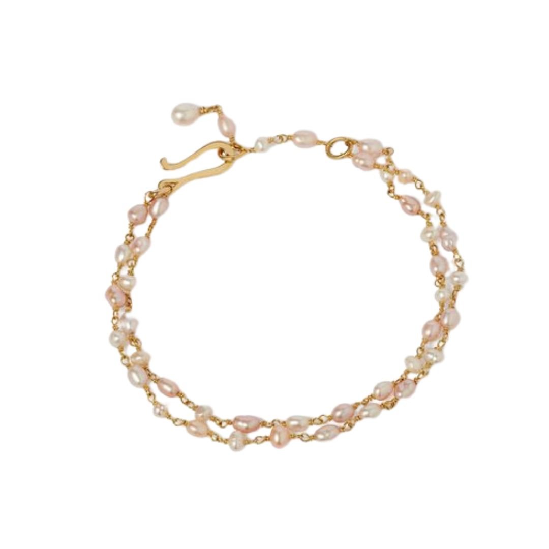 18ct Yellow Gold Seed Pearl Chain Bracelet -  - Aureus Boutique