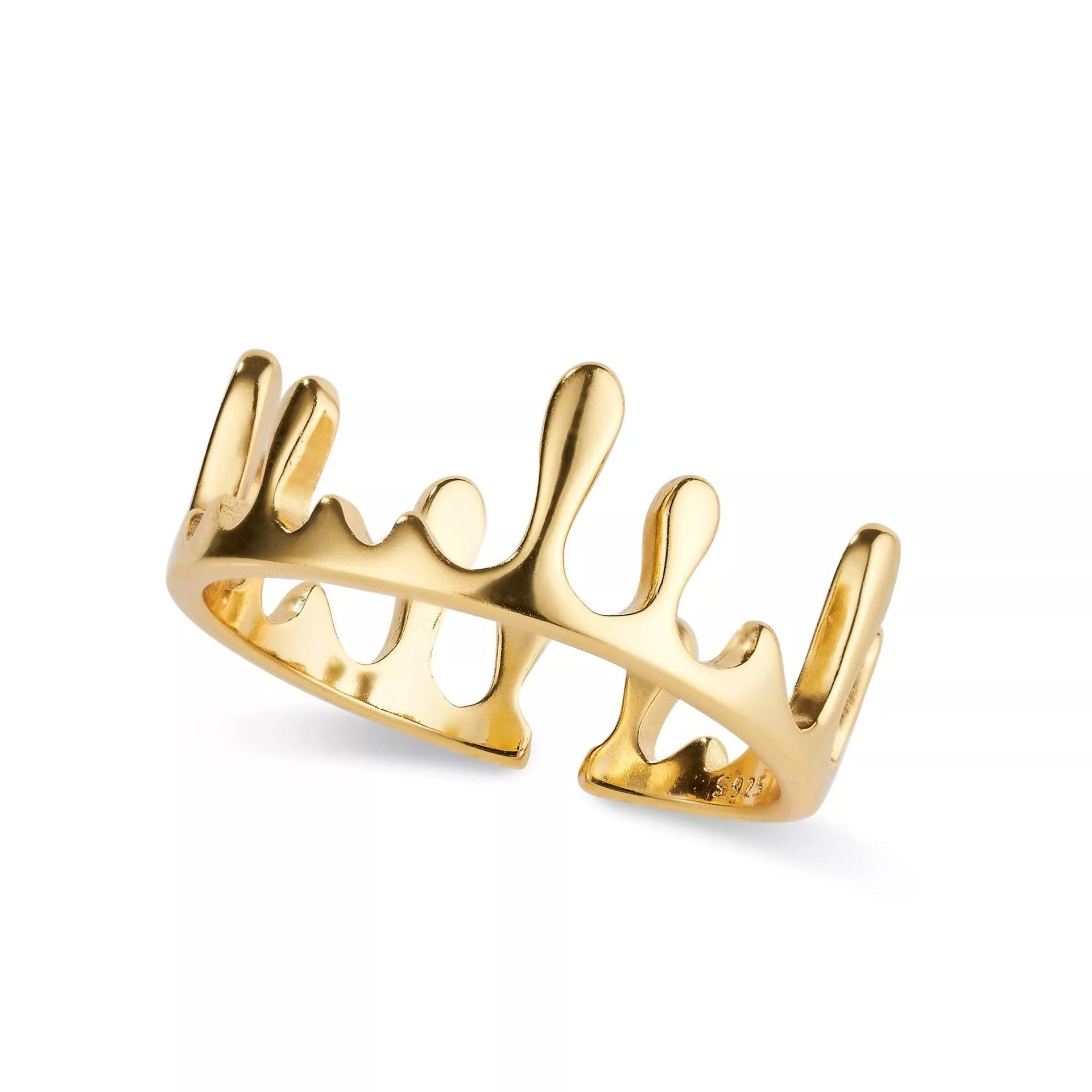 Gold Dainty Drip Crown Band Ring