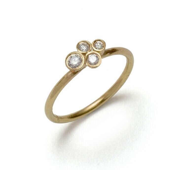 18k Gold Cluster Ring with Champagne Diamonds -  - Aureus Boutique