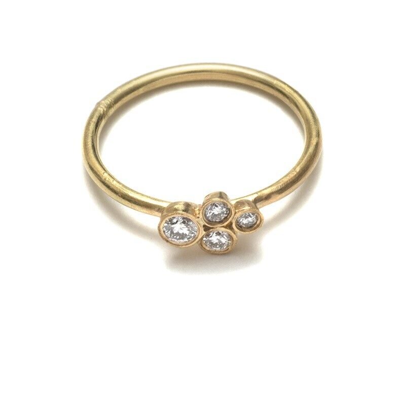 18k Gold Cluster Ring with Champagne Diamonds -  - Aureus Boutique