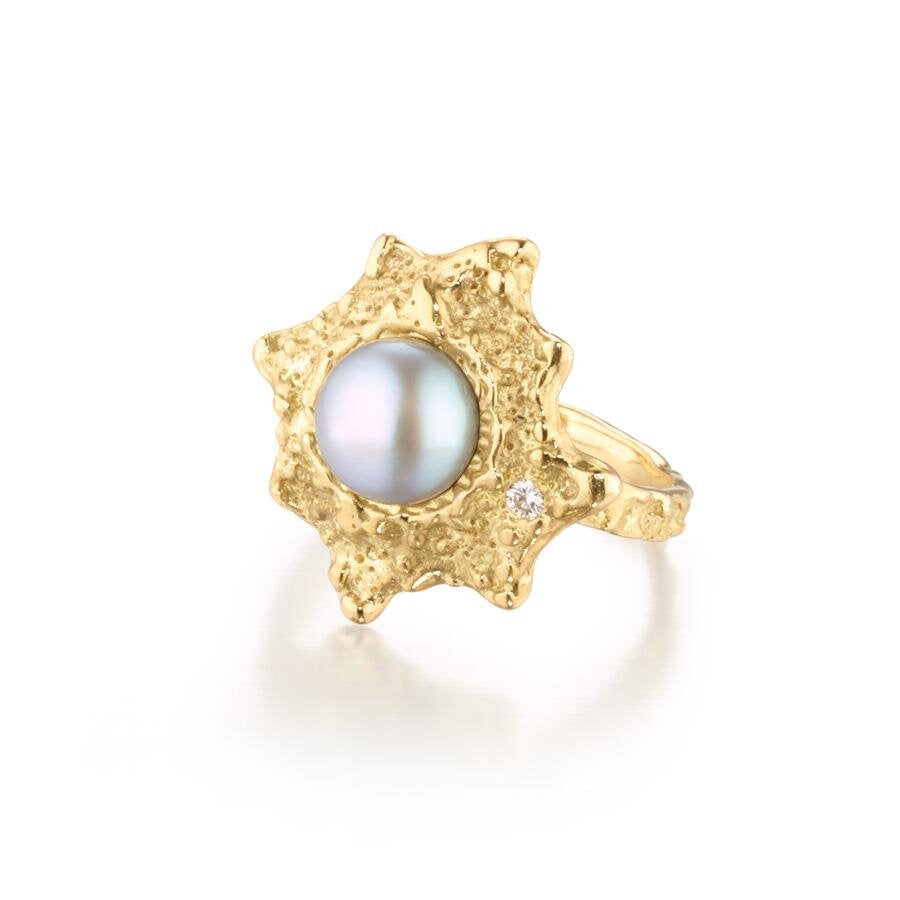 18k Gold Mermaid Pearl Ring -  - Aureus Boutique