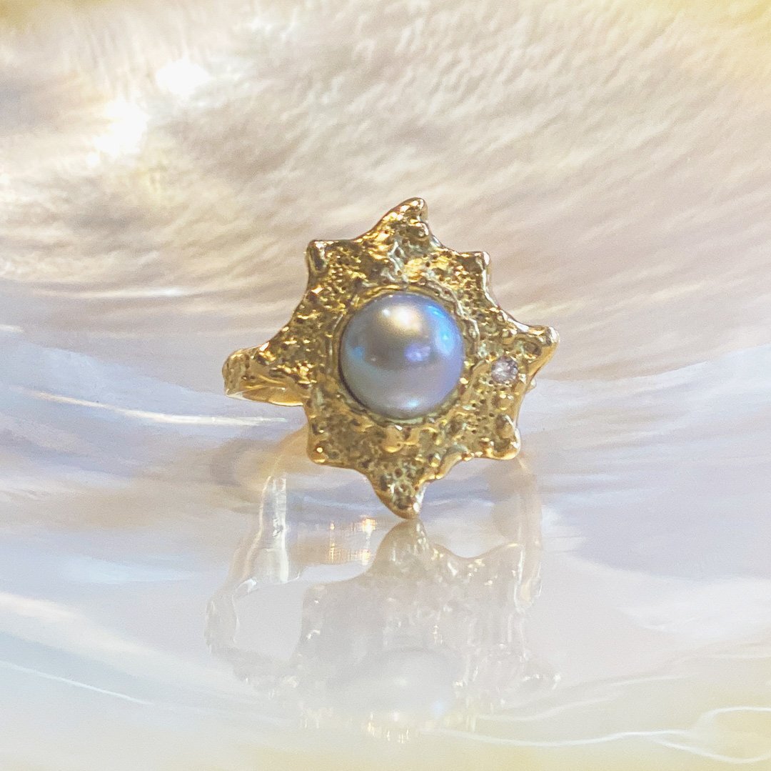 18k Gold Mermaid Pearl Ring -  - Aureus Boutique