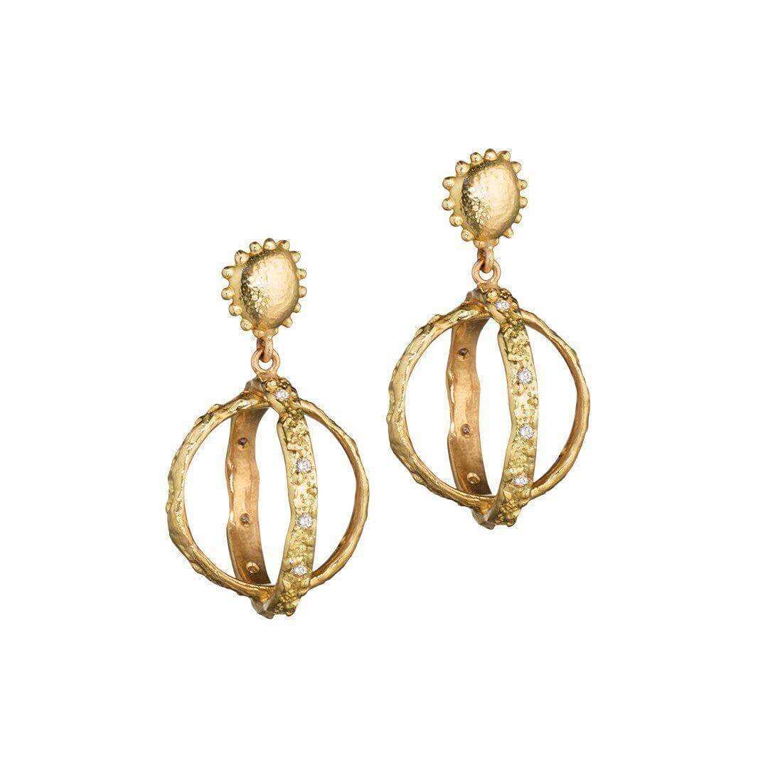 18k Gold Round Dangle Earrings -  - Aureus Boutique