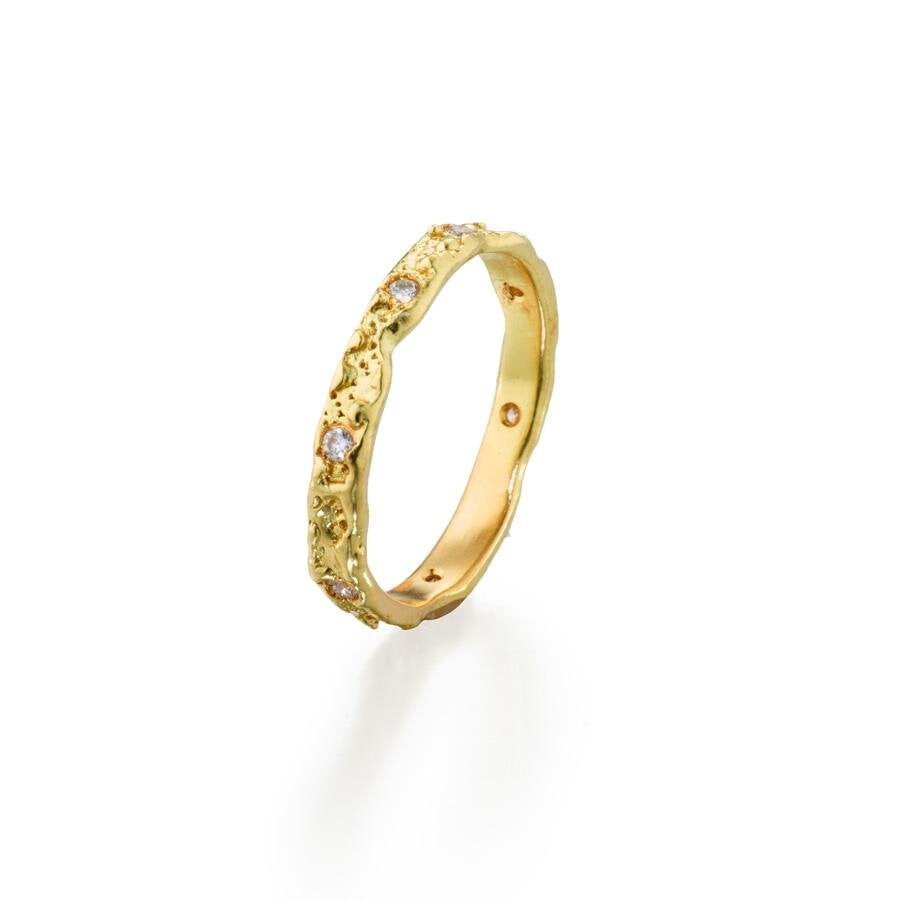 18k Gold Textured Diamond Band -  - Aureus Boutique