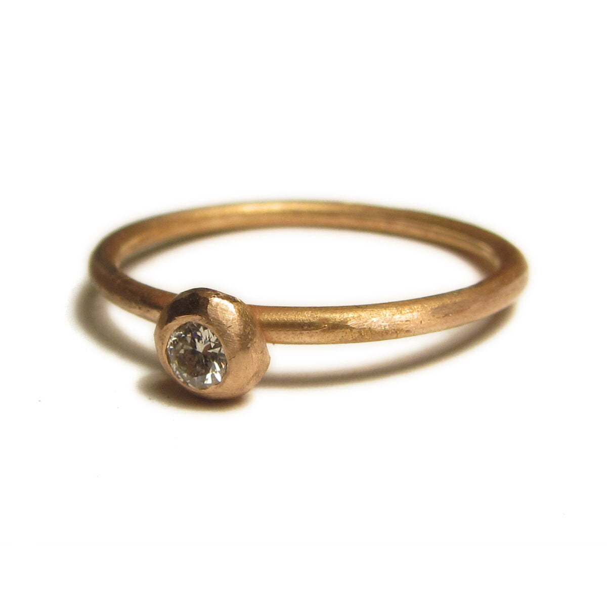 18k Rose Gold Stacking Ring with a Diamond -  - Aureus Boutique