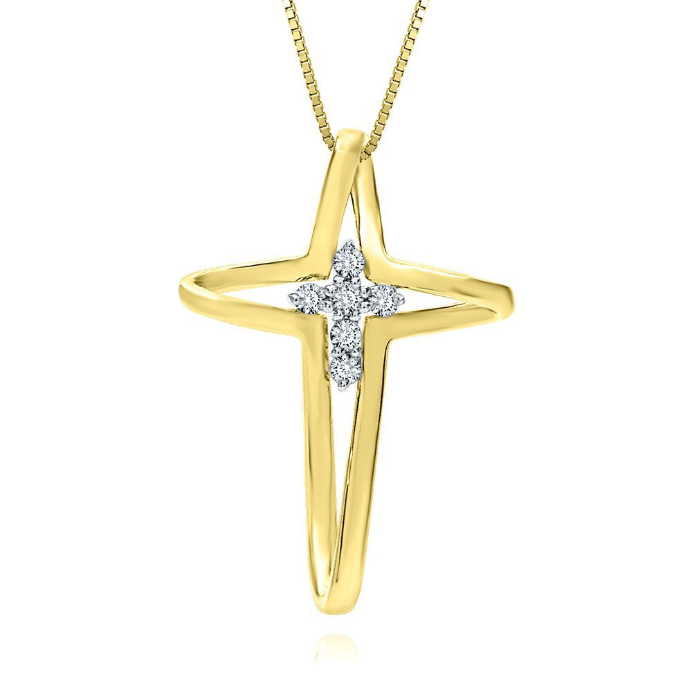 1/10 ct. tw. Diamond Cross Pendant in 10K Yellow Gold