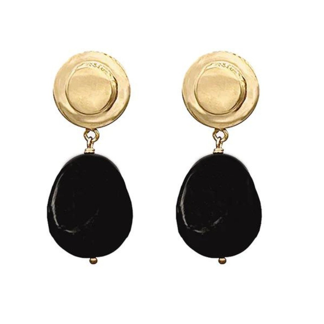 Katie Black Agate Drop Earrings