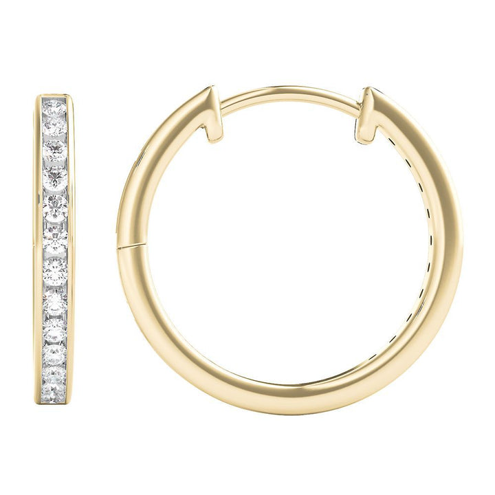 1/4 ct. tw. Diamond Hoop Earrings in 10K Yellow Gold