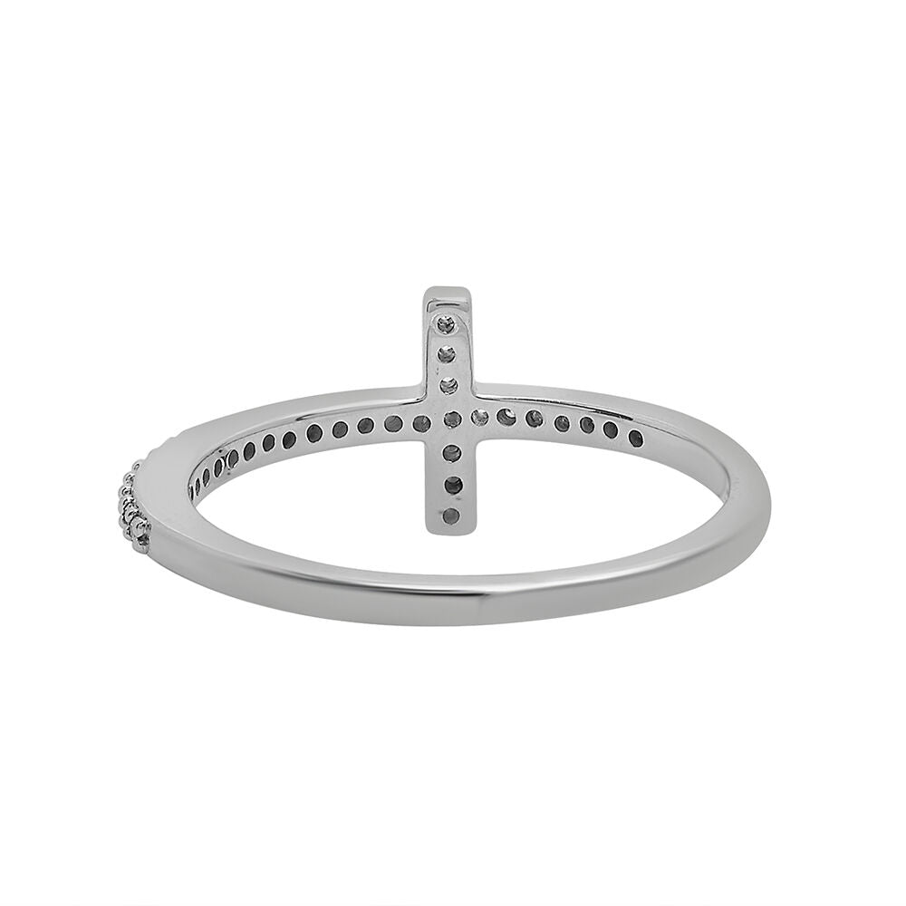 Diamond Cross Ring in Sterling Silver (1/8 ct. tw.)