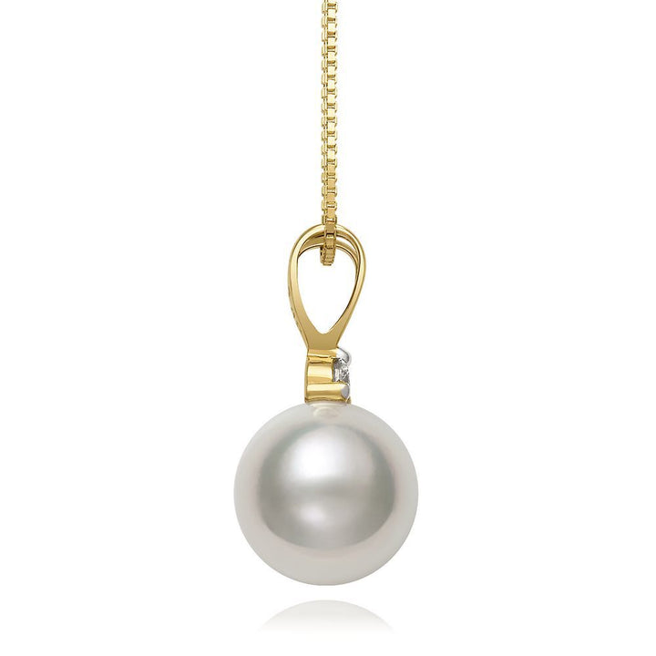 Akoya Cultured Pearl & Diamond Pendant in 14K Yellow Gold