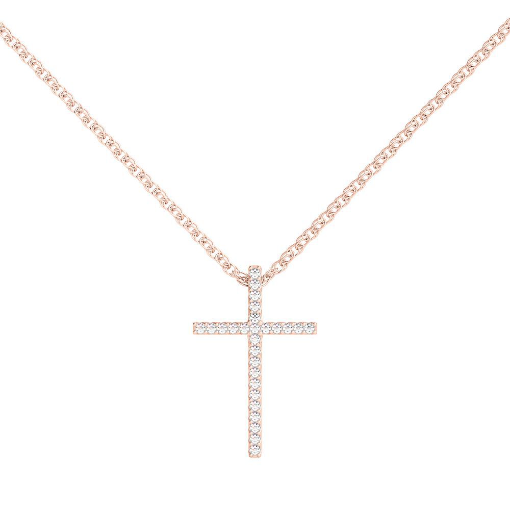 1/10 ct. tw. Diamond Cross Pendant in 10K Rose Gold