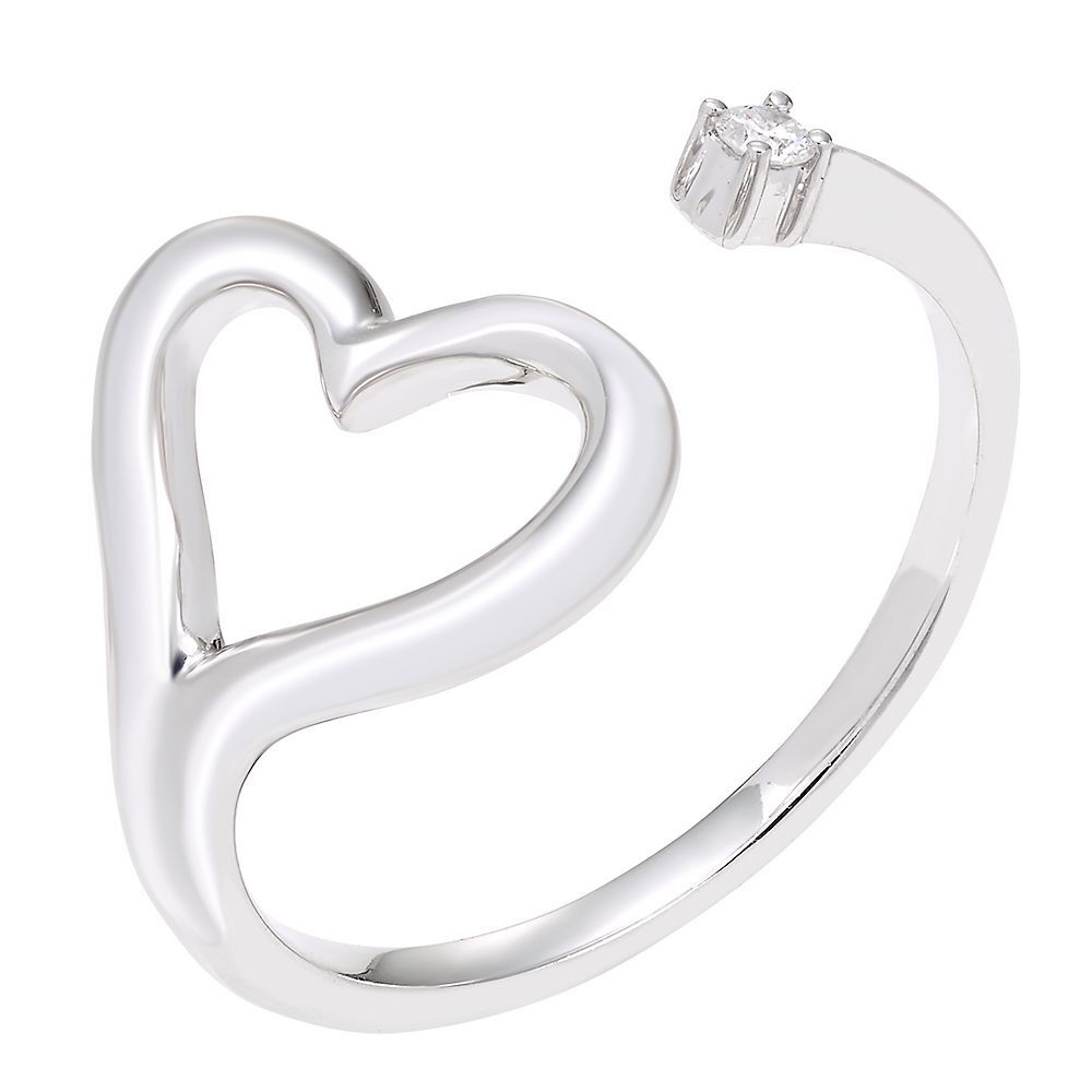 Diamond Heart Ring in Sterling Silver