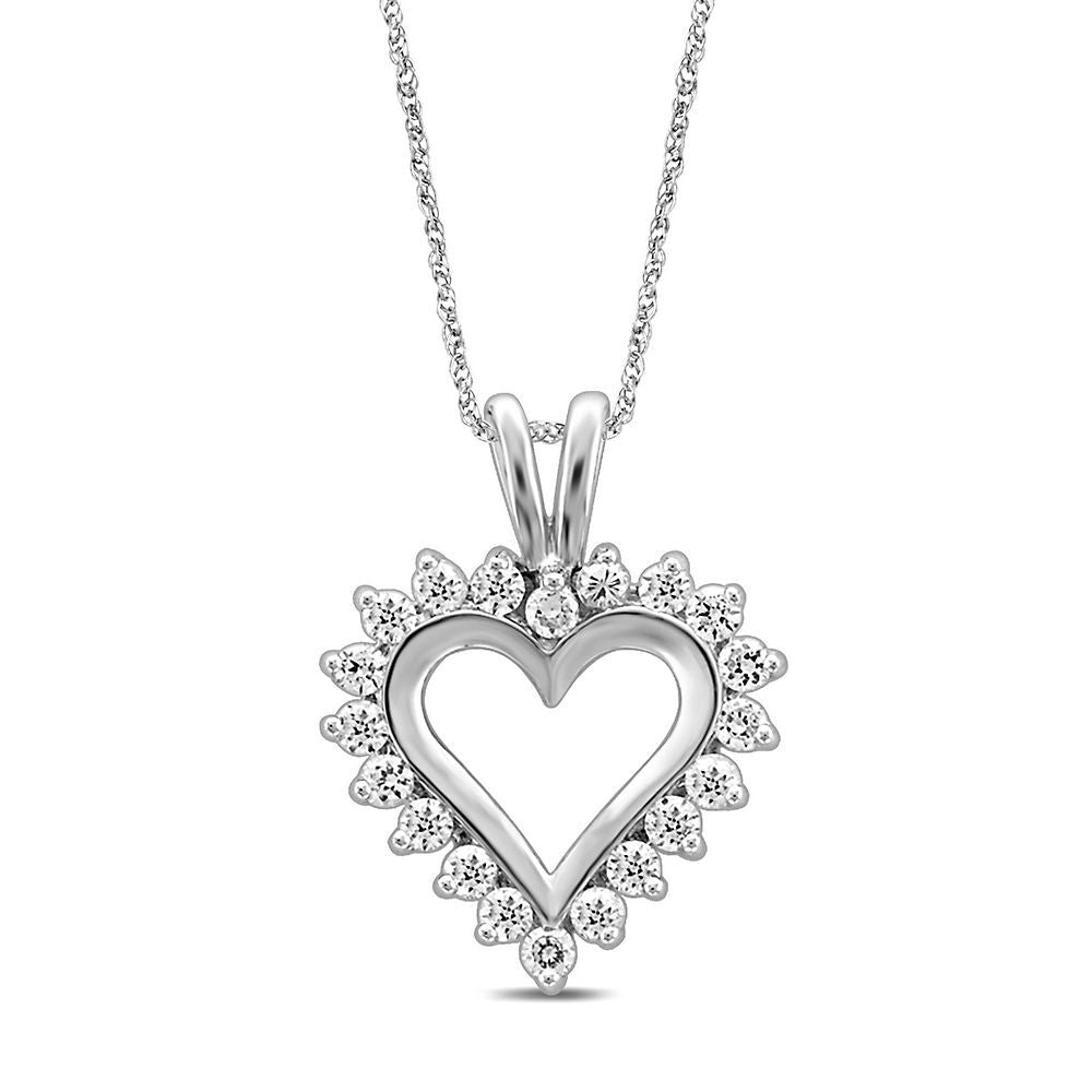 1 ct. tw. Diamond Heart Pendant in 10K White Gold