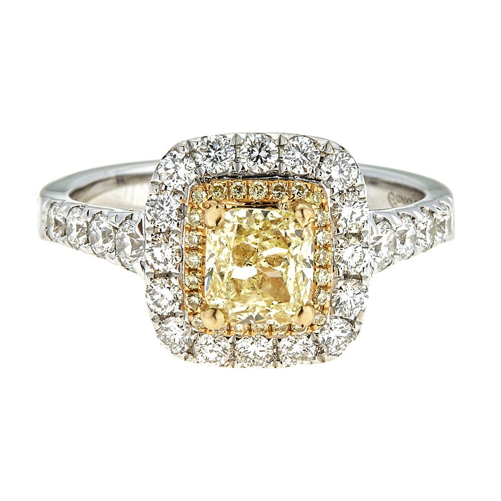 1 3/4 ct. tw. Yellow & White Diamond Ring in 18K White & Yellow Gold